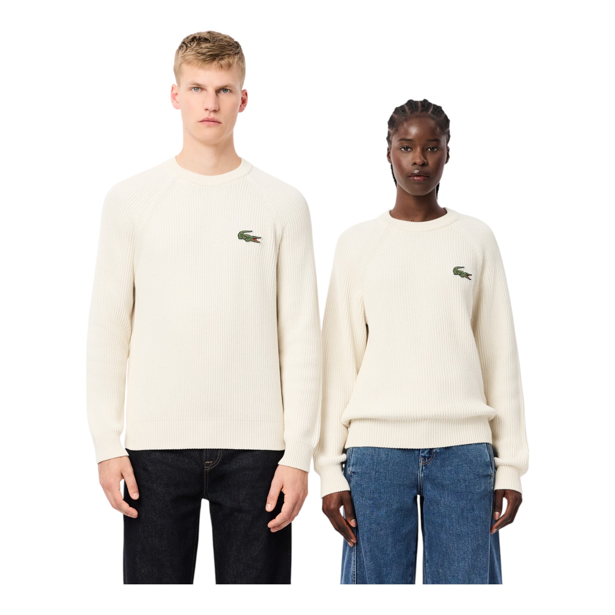 Maglione Girocollo Unisex A Costine Bianco AH7742 00 70V Lacoste