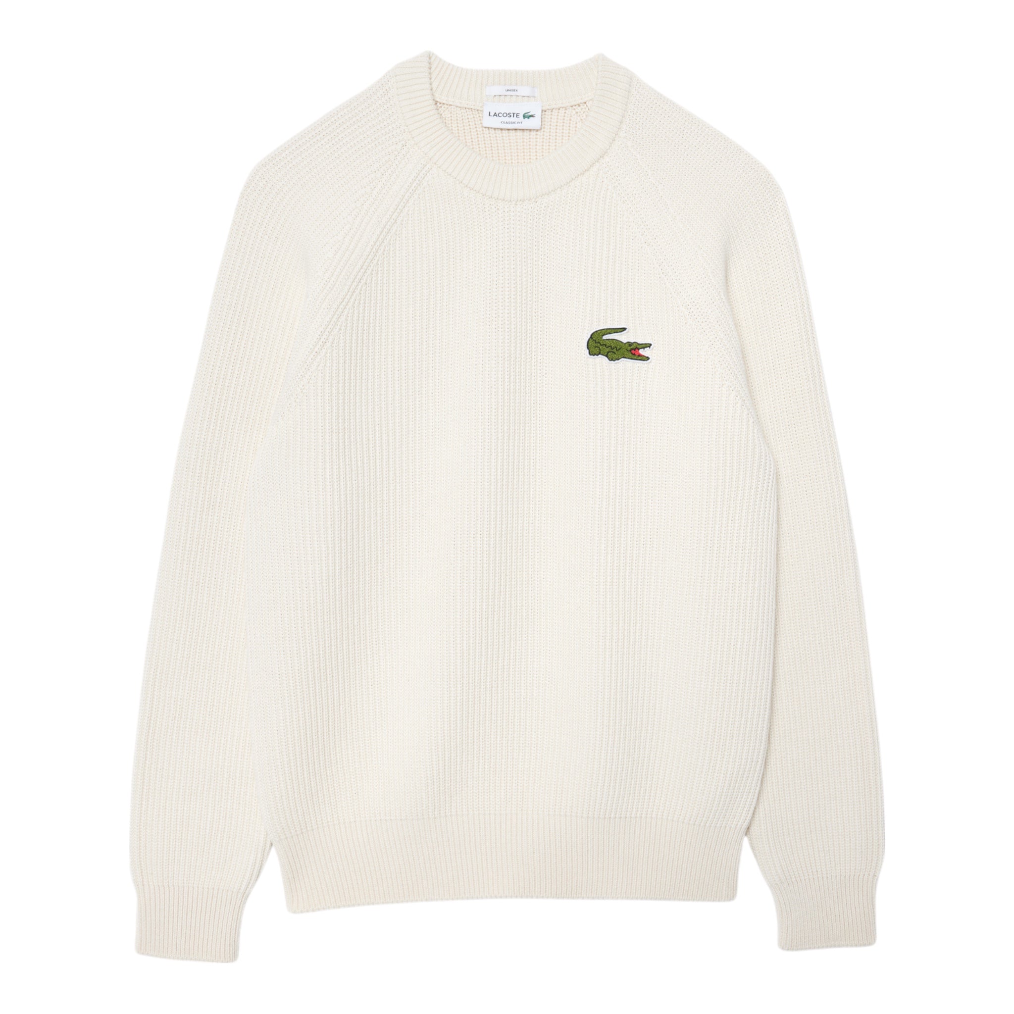 Maglione Girocollo Unisex A Costine Bianco AH7742 00 70V Lacoste