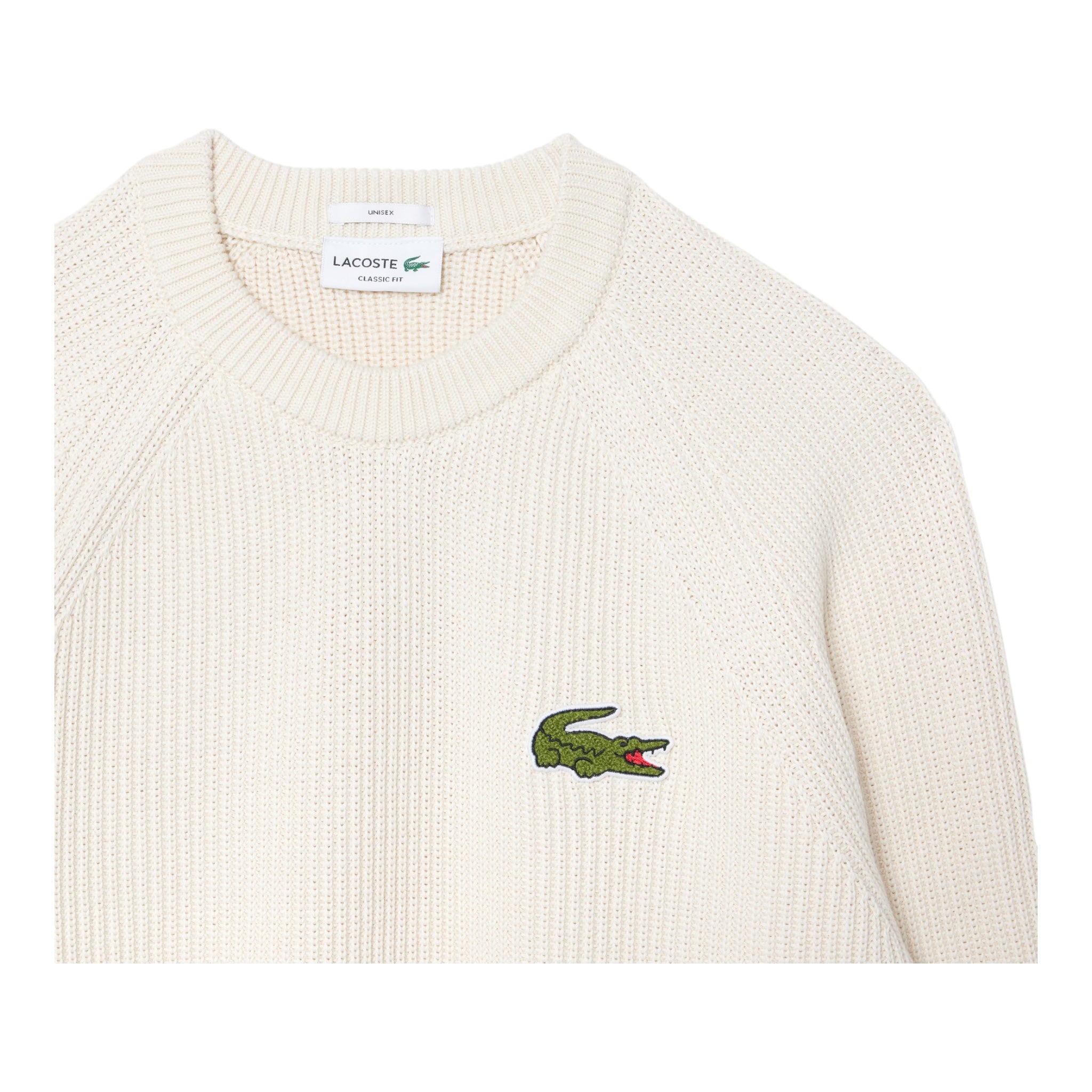 Maglione Girocollo Unisex A Costine Bianco AH7742 00 70V Lacoste