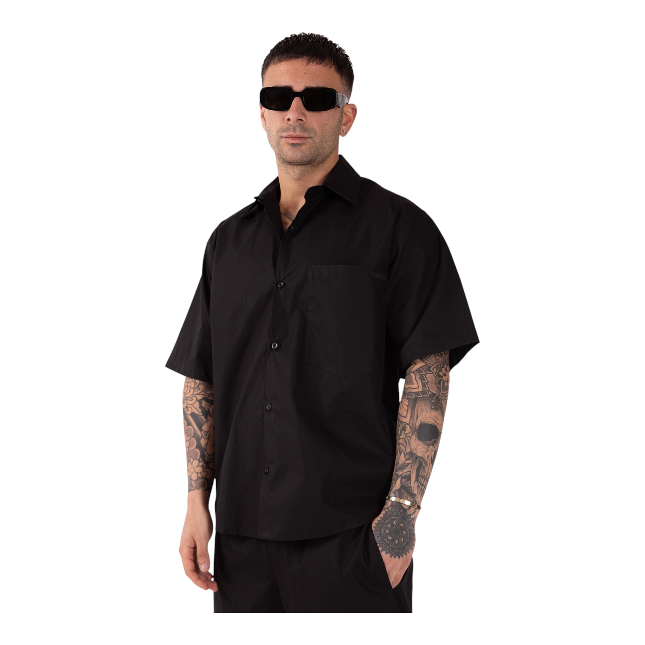 Coordinato Camicia e Short Nero Maverik Soldier