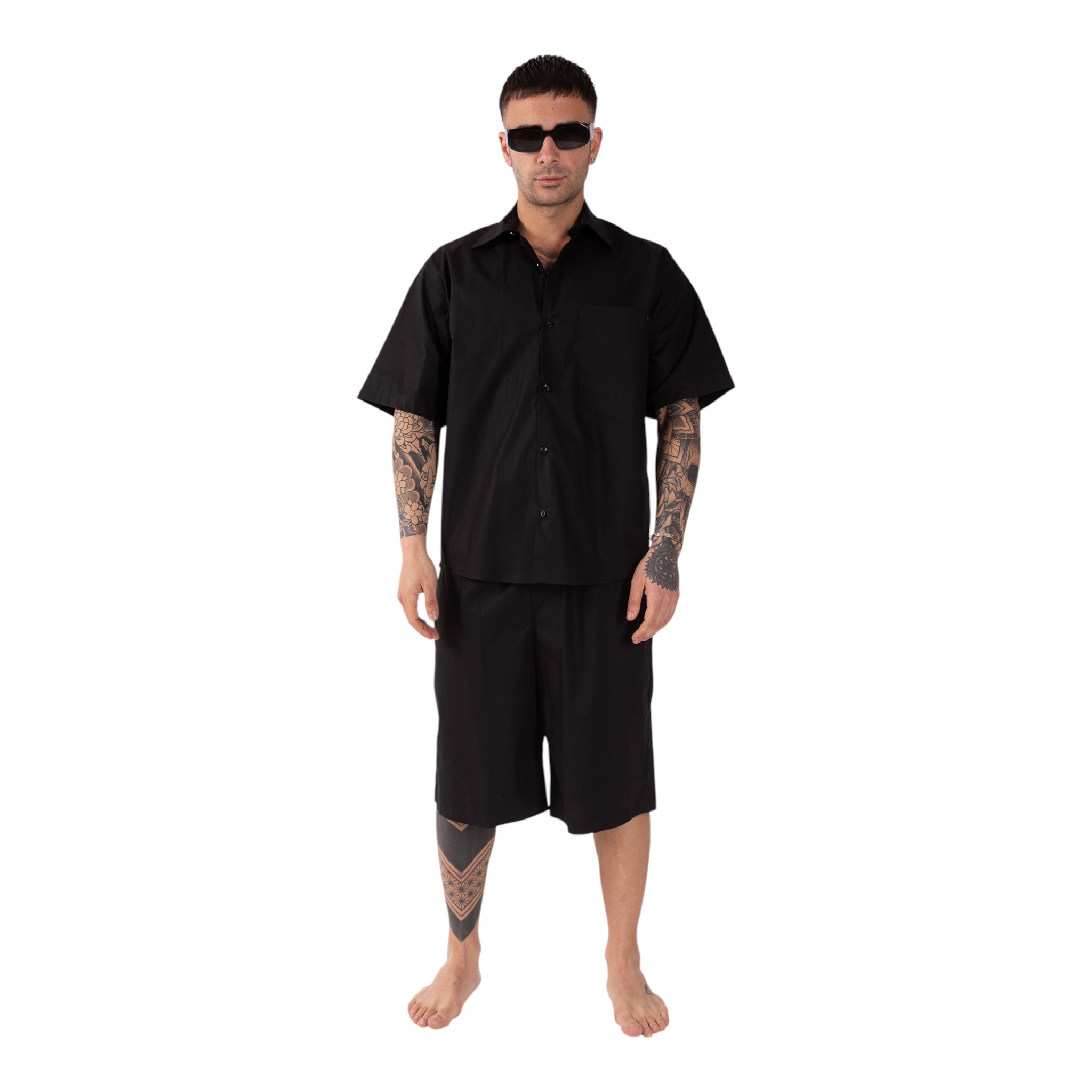 Coordinato Camicia e Short Nero Maverik Soldier