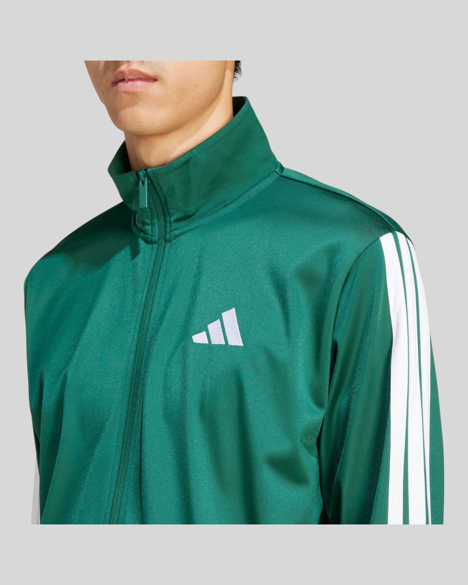 Felpa Con Zip Essential M 3 Stripes Collegiate Green JI8821 Adidas