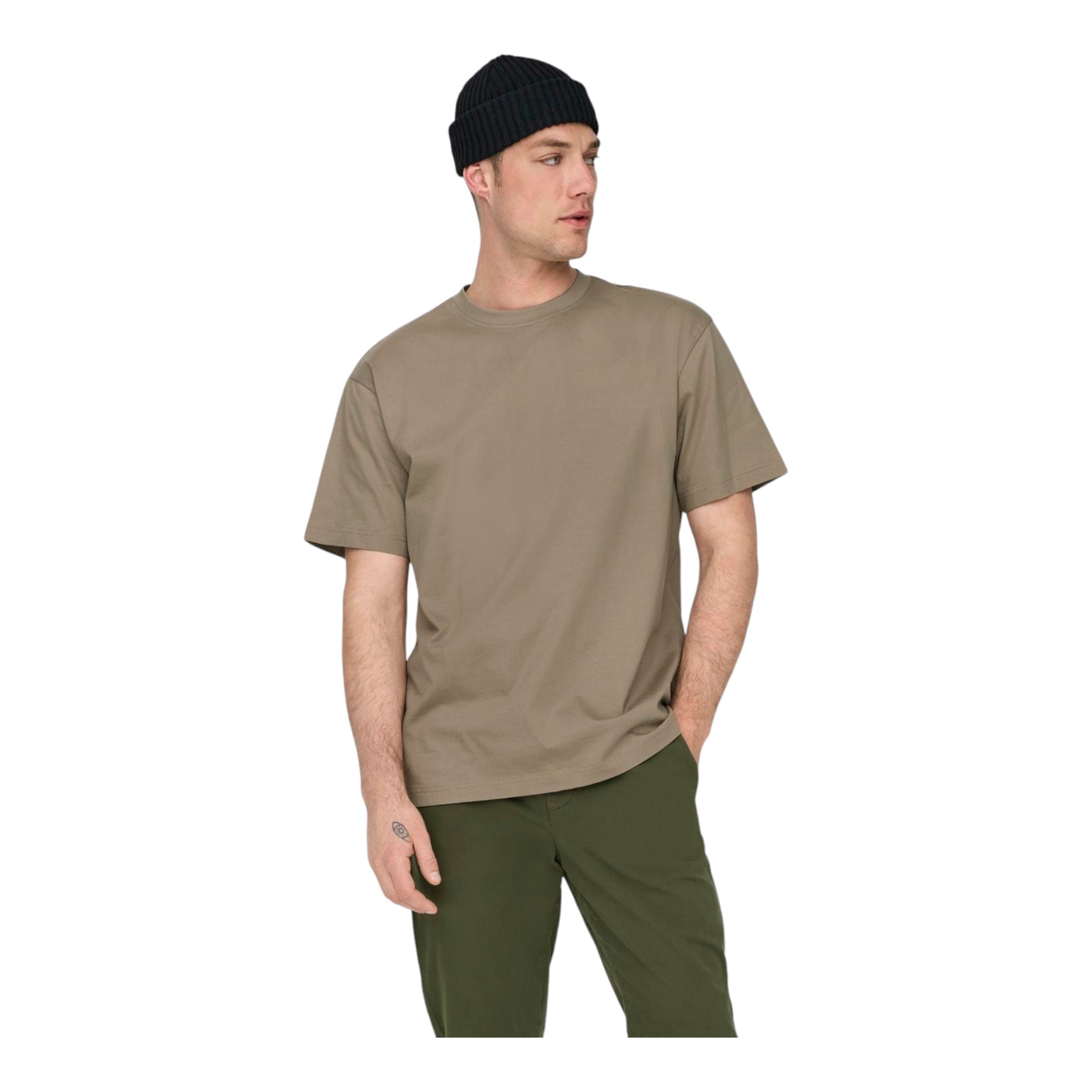 T-Shirt Basic Ons Fred Life Relaxed SS Tee Desert Taupe 22022532