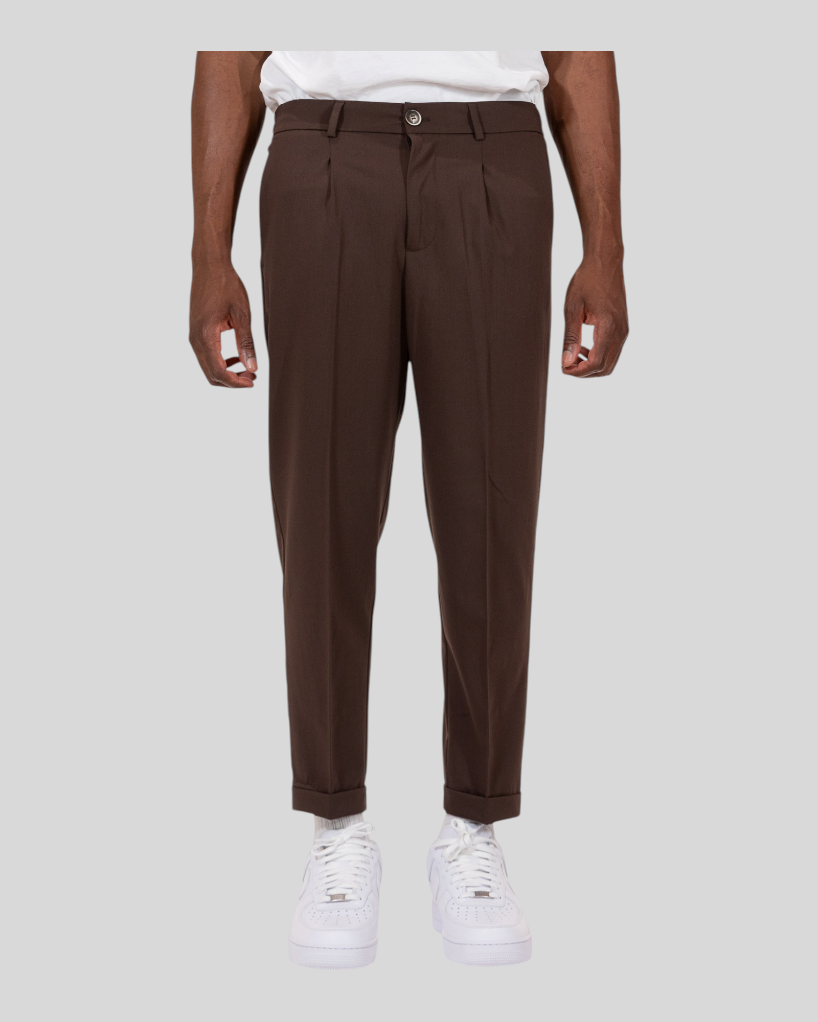 Pantalone Slim Fit Fresco Lana Marrone Soldier