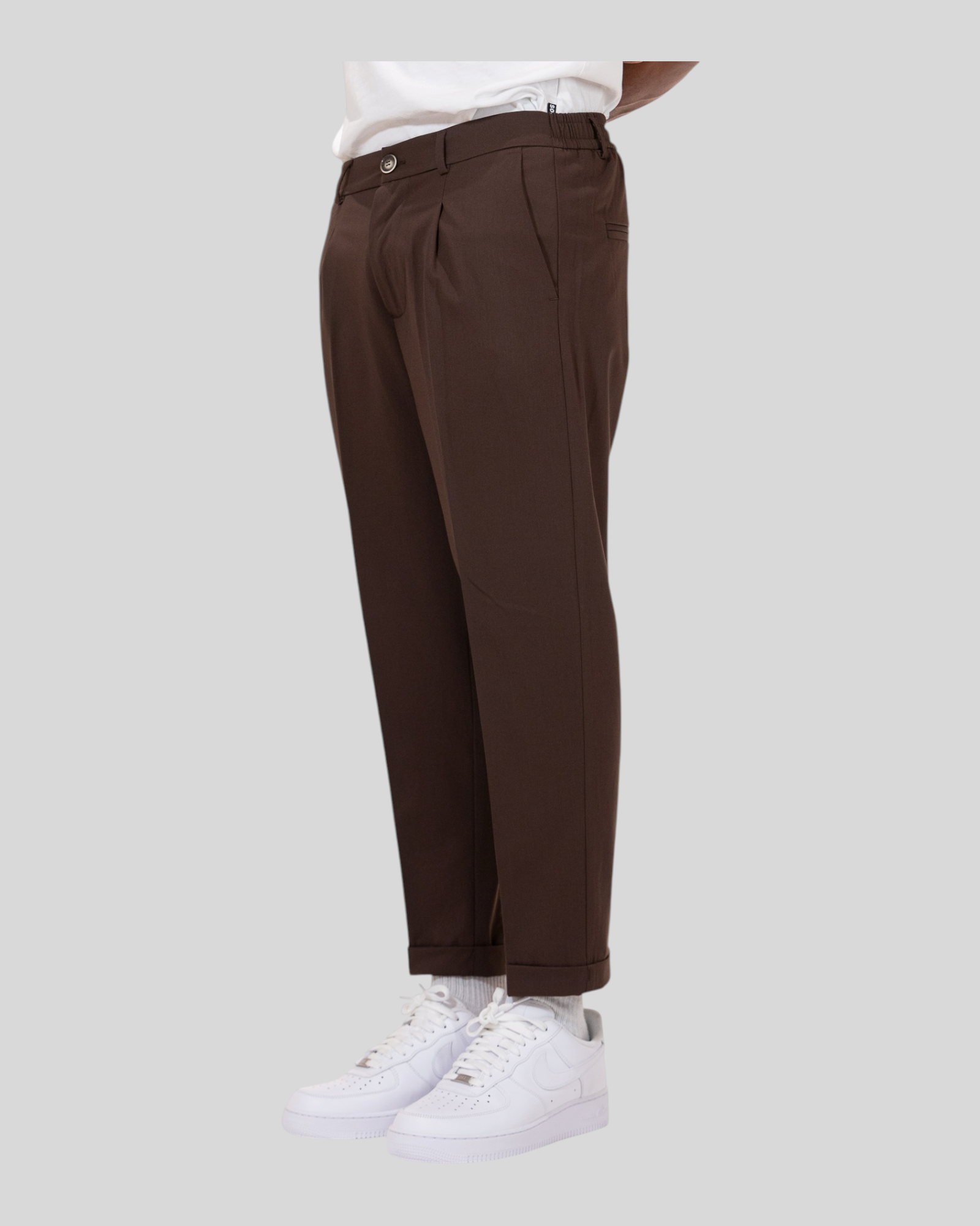 Pantalone Slim Fit Fresco Lana Marrone Soldier