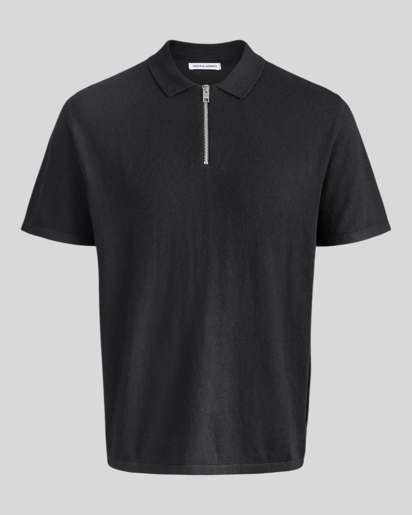 Polo In Maglia Con Zip Jjemil Knit Nera 12288260 Jack & Jones