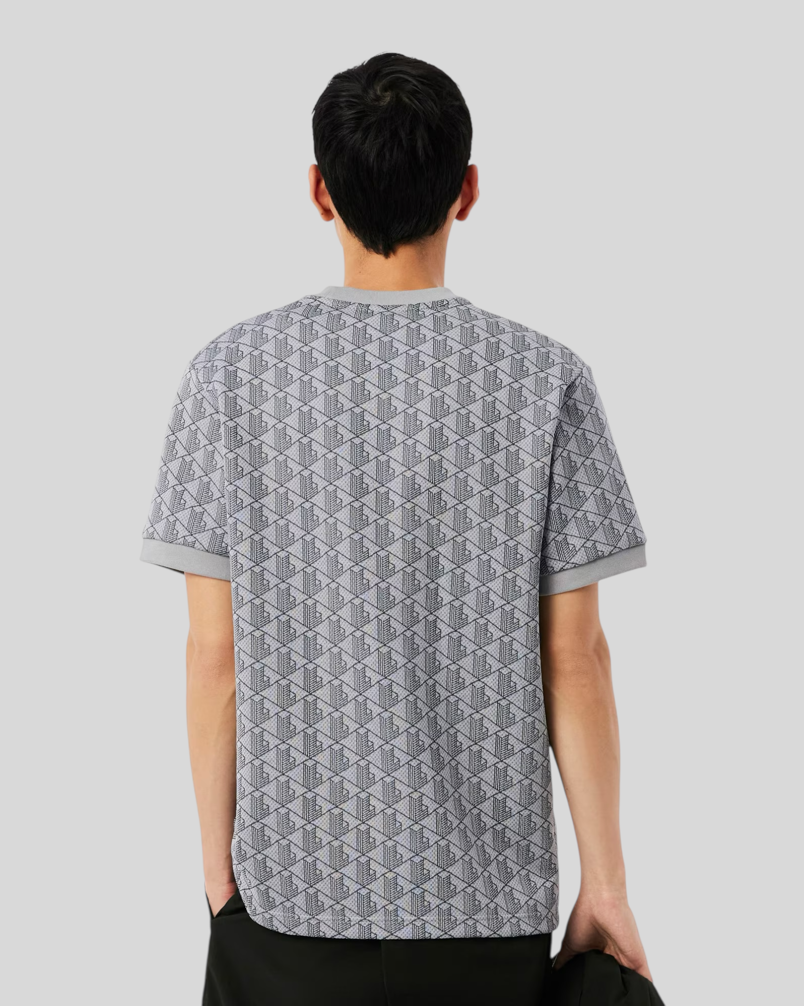 T-Shirt Monogramm In Jacquard Classic Fit Grigio TH1197 00 41I Lacoste