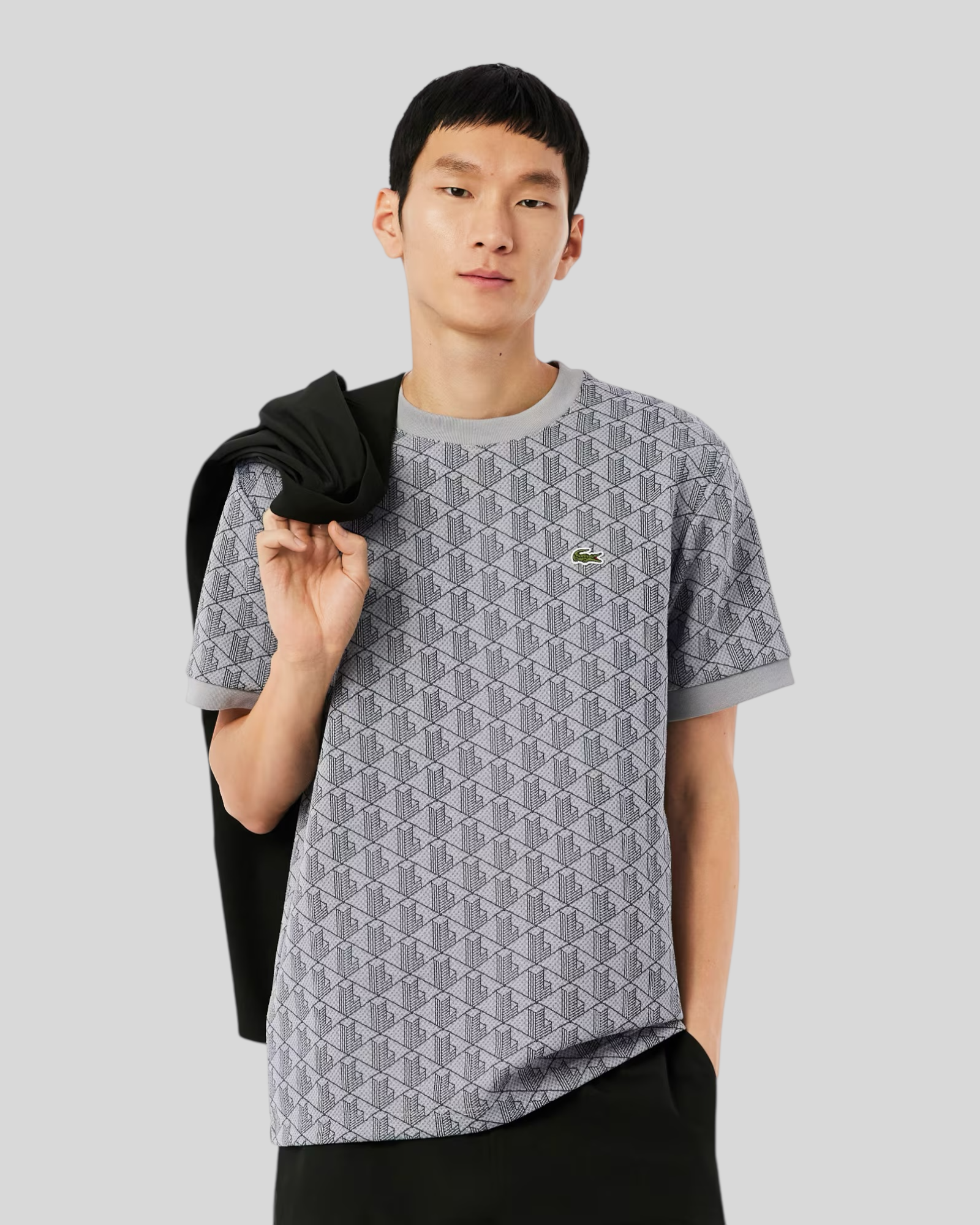 T-Shirt Monogramm In Jacquard Classic Fit Grigio TH1197 00 41I Lacoste