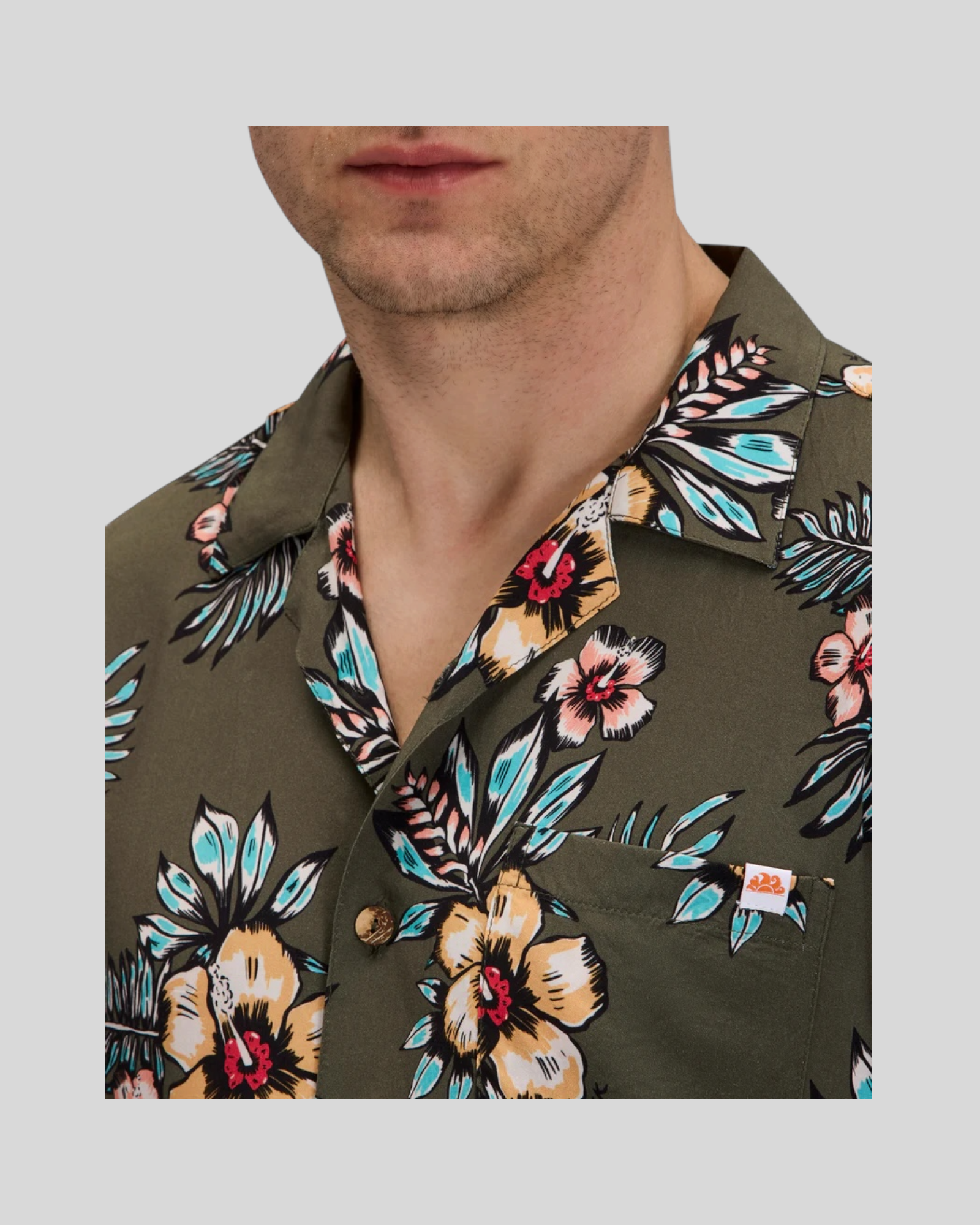 Camicia Maniche Corte Stampata In Viscosa Popeline Dark Green M817SHVP100 302G7 Sundek