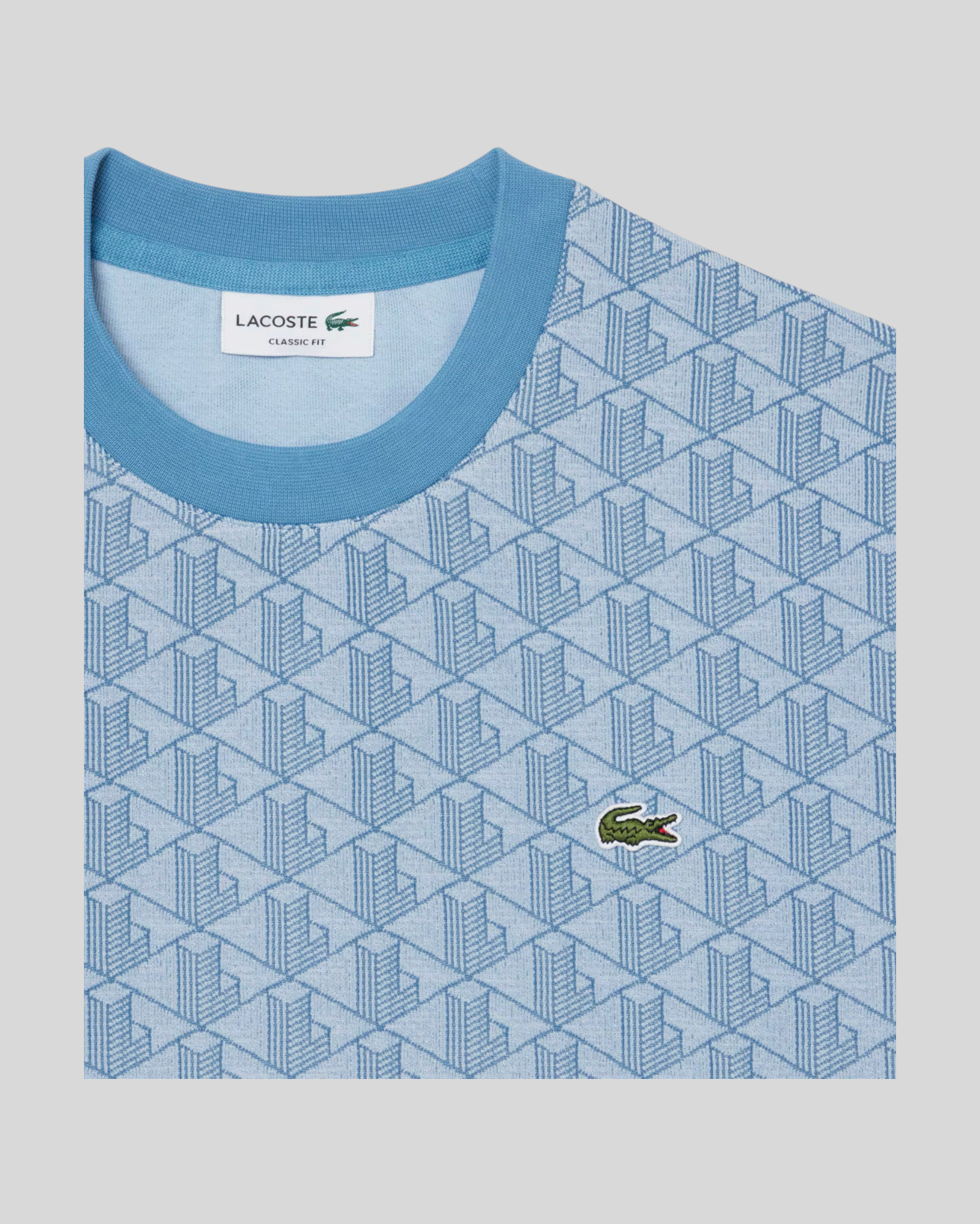 T-Shirt Monogramm In Jacquard Classic Fit Blu Chiaro TH1197 00 1QI Lacoste