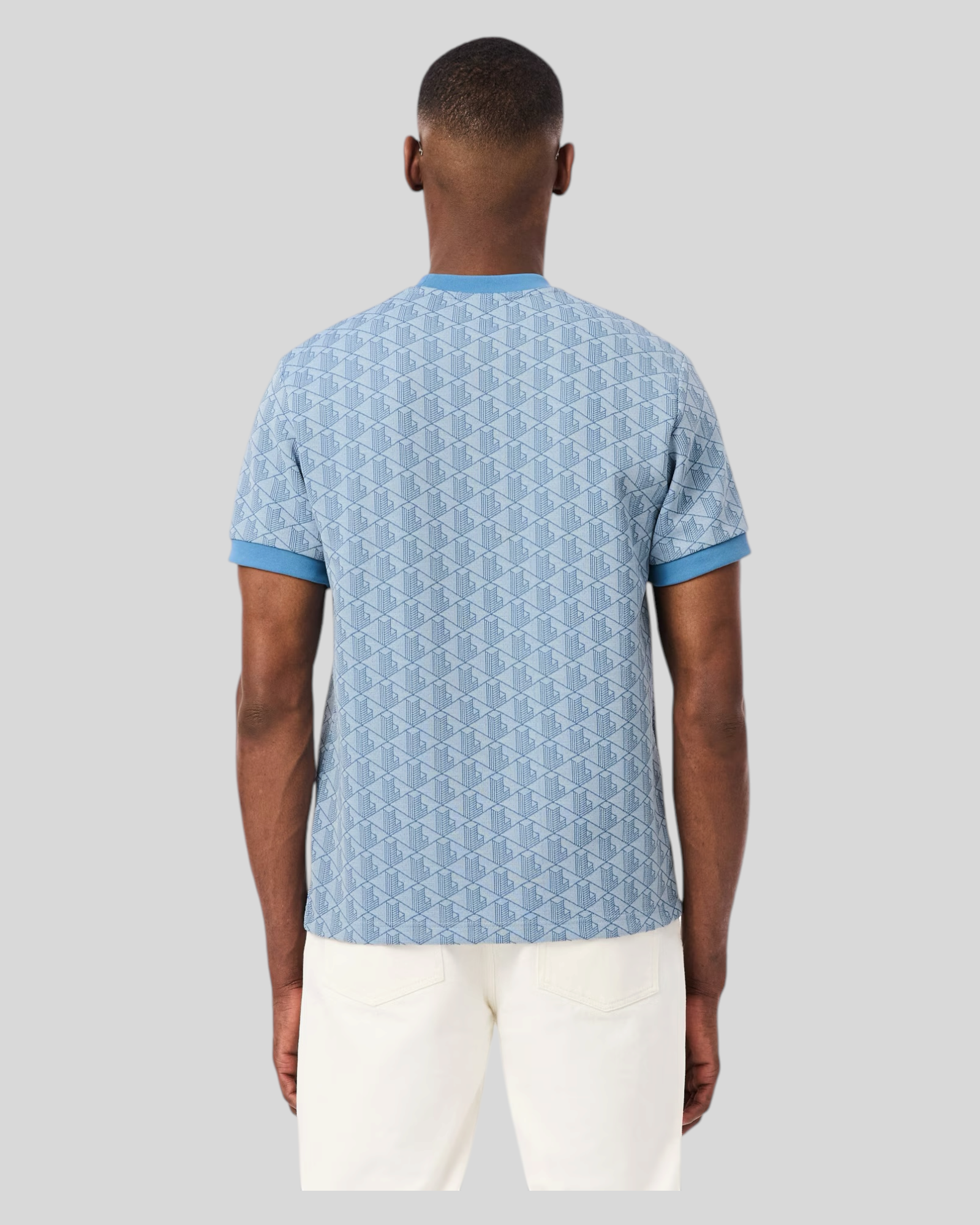T-Shirt Monogramm In Jacquard Classic Fit Blu Chiaro TH1197 00 1QI Lacoste