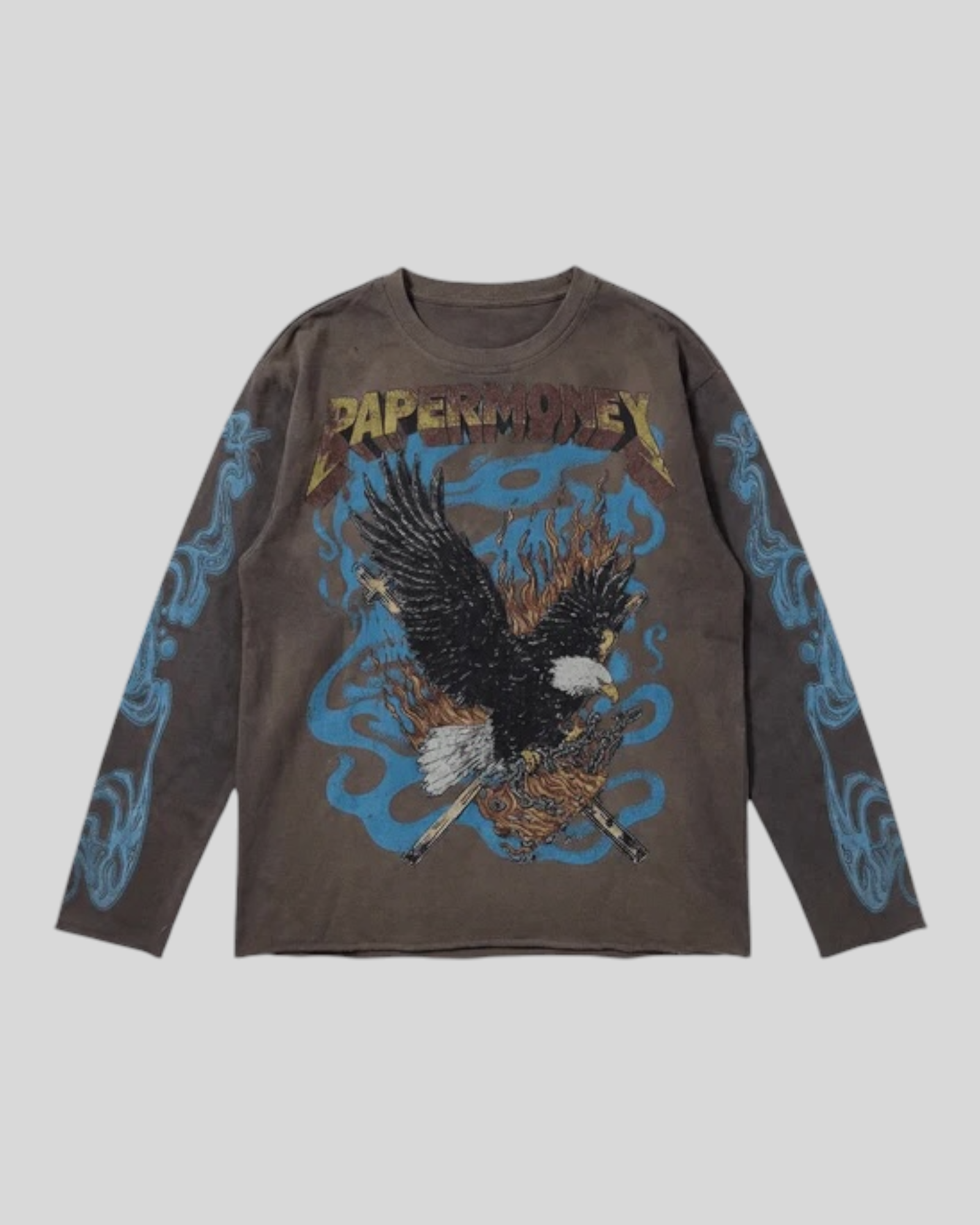T-Shirt In Maglia Maniche Lunghe Marrone Freedom BH3593 Paper Money