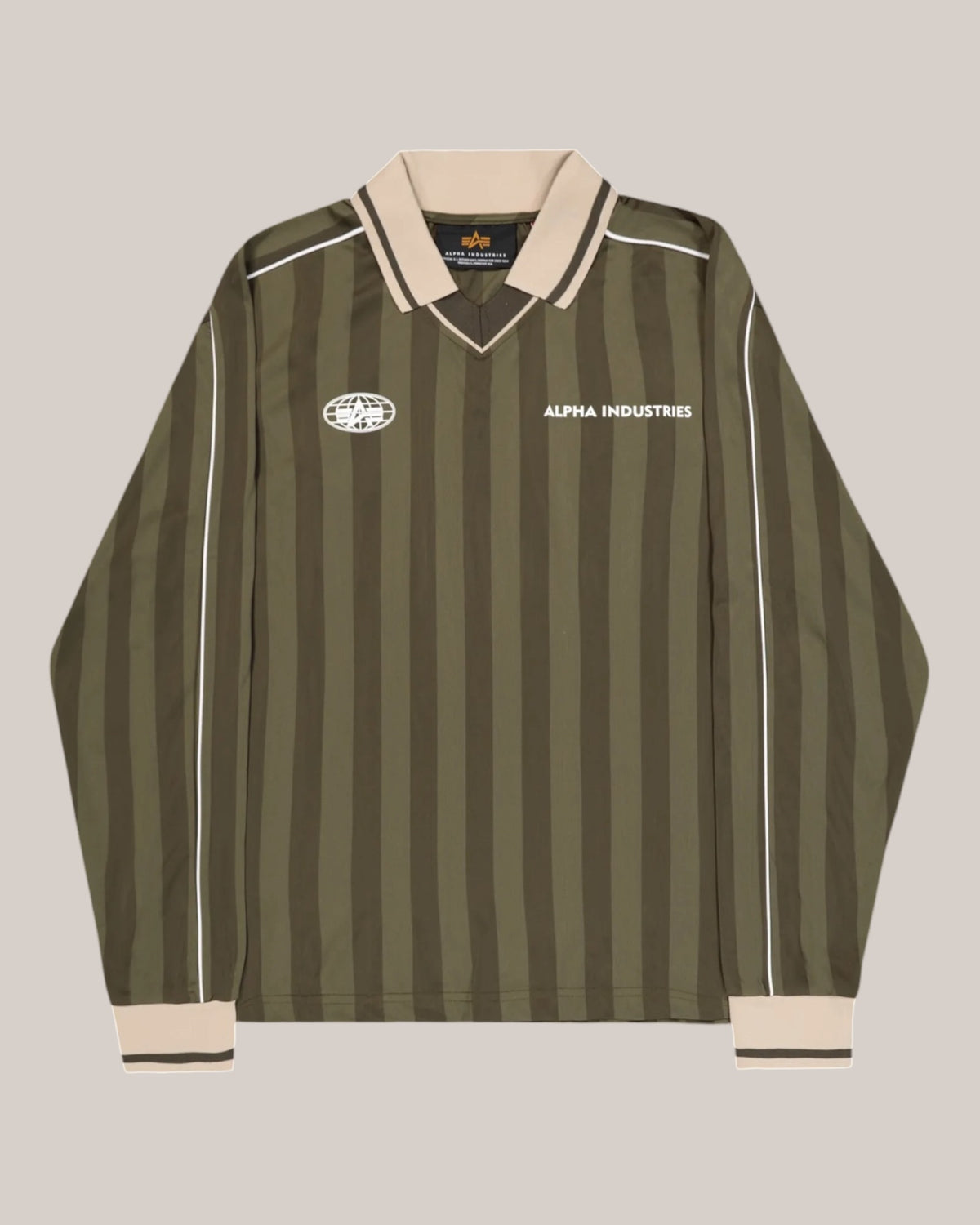 Track Polo Uomo Verde Oliva Alpha Industries Track Tricot Polo Loose Longsleeve 268600/142
