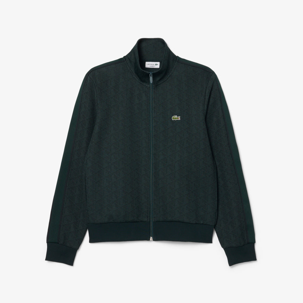 Felpa Verde Scuro Verde Paris Jacquard con Zip Lacoste SH1368-00-SPU
