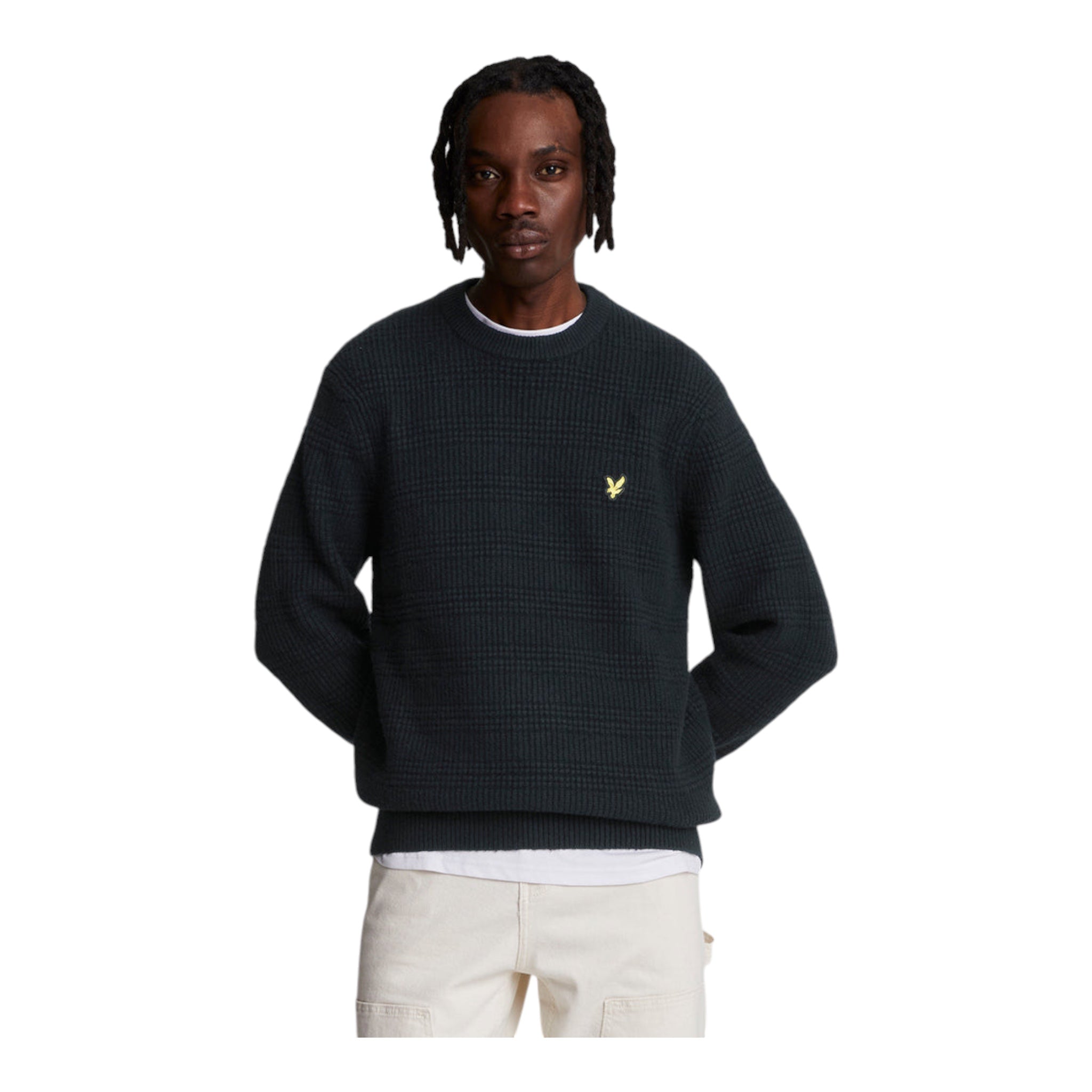 Pullover Girocollo Waffle Knit Jumper Nero KN2108V Z865 Lyle & ScotT