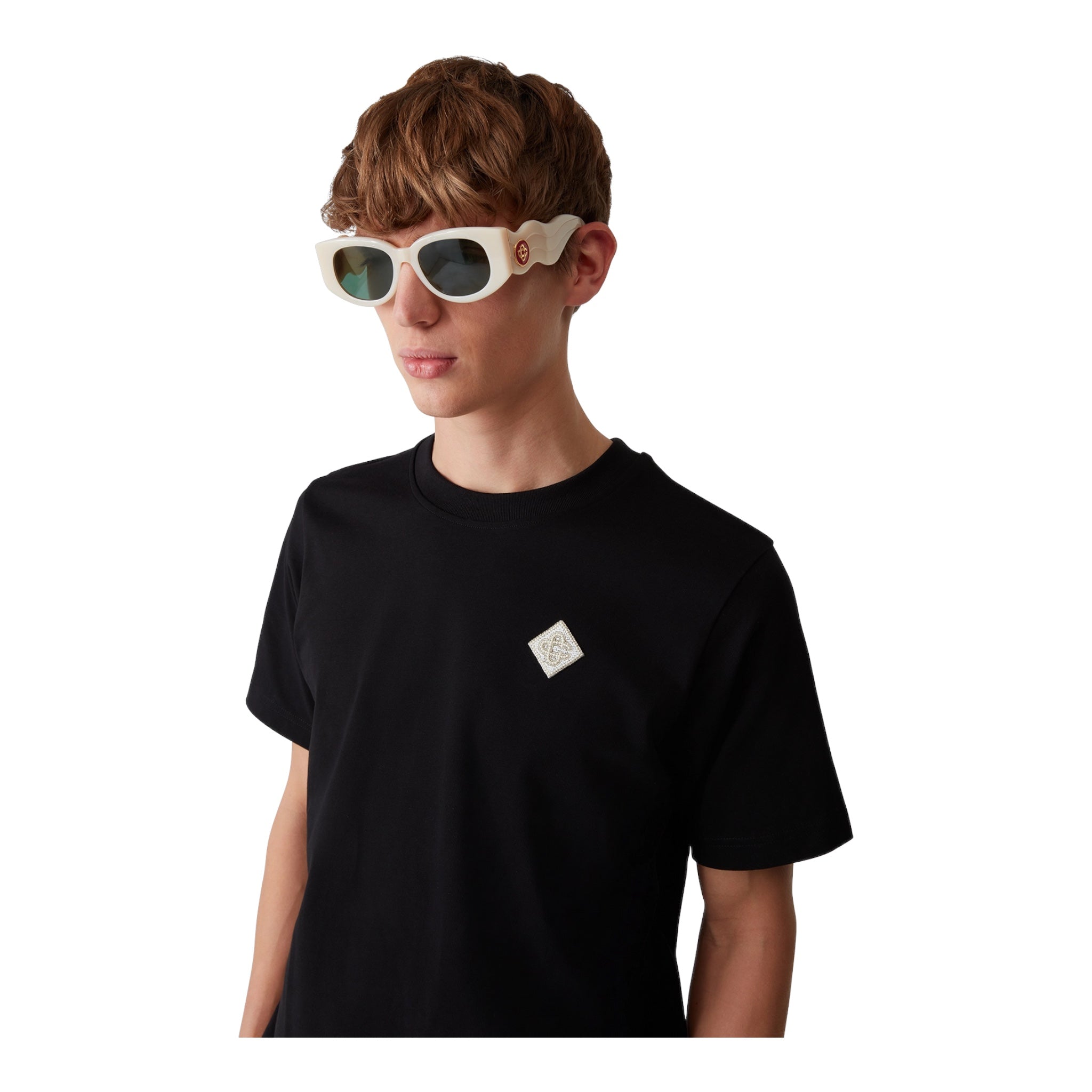 T-Shirt Pearl Diamond Patch Nero MPS25JTS00110 Casablanca