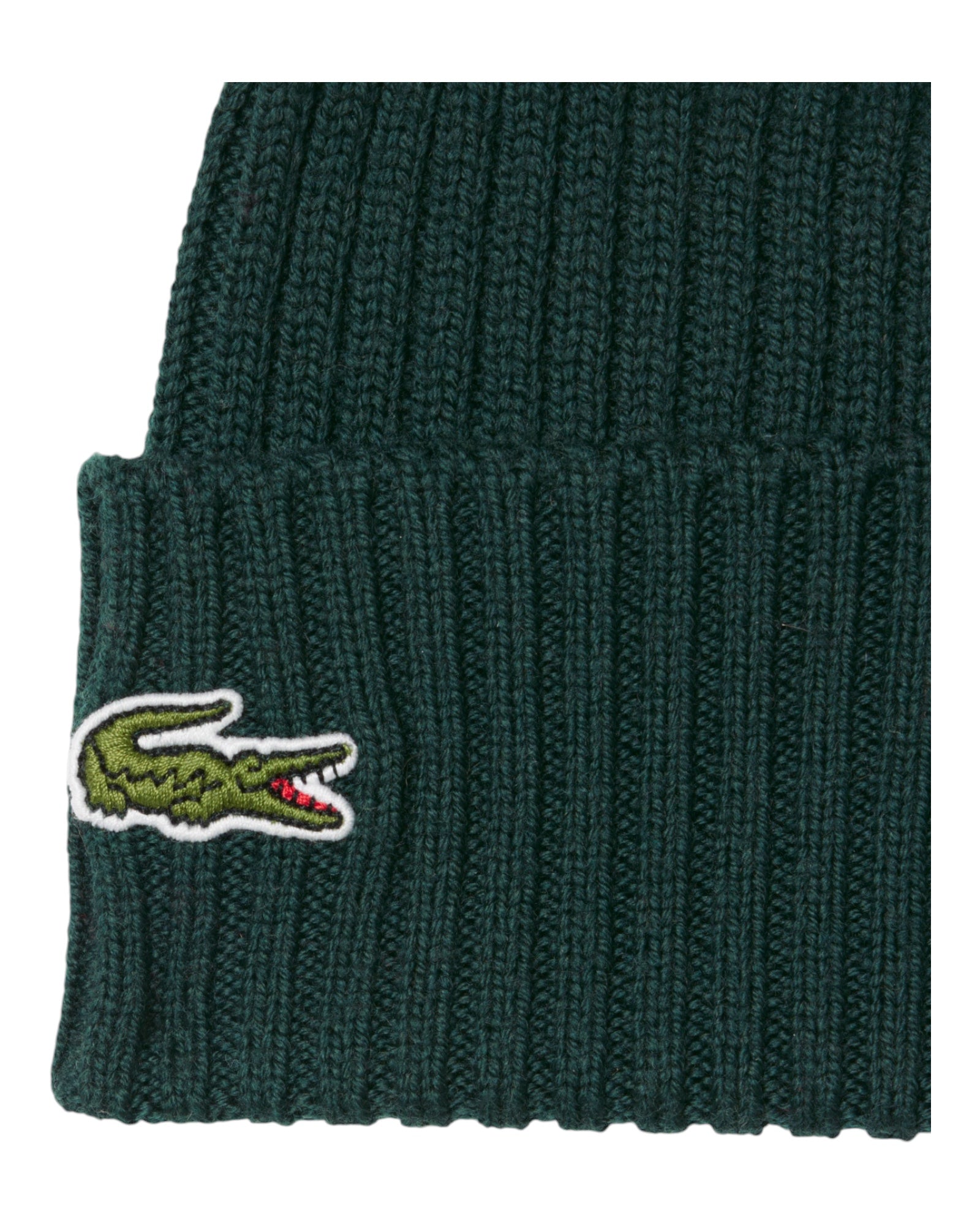 Lacoste – Khakigrüne gerippte Wollmütze RB0001-00-L7A