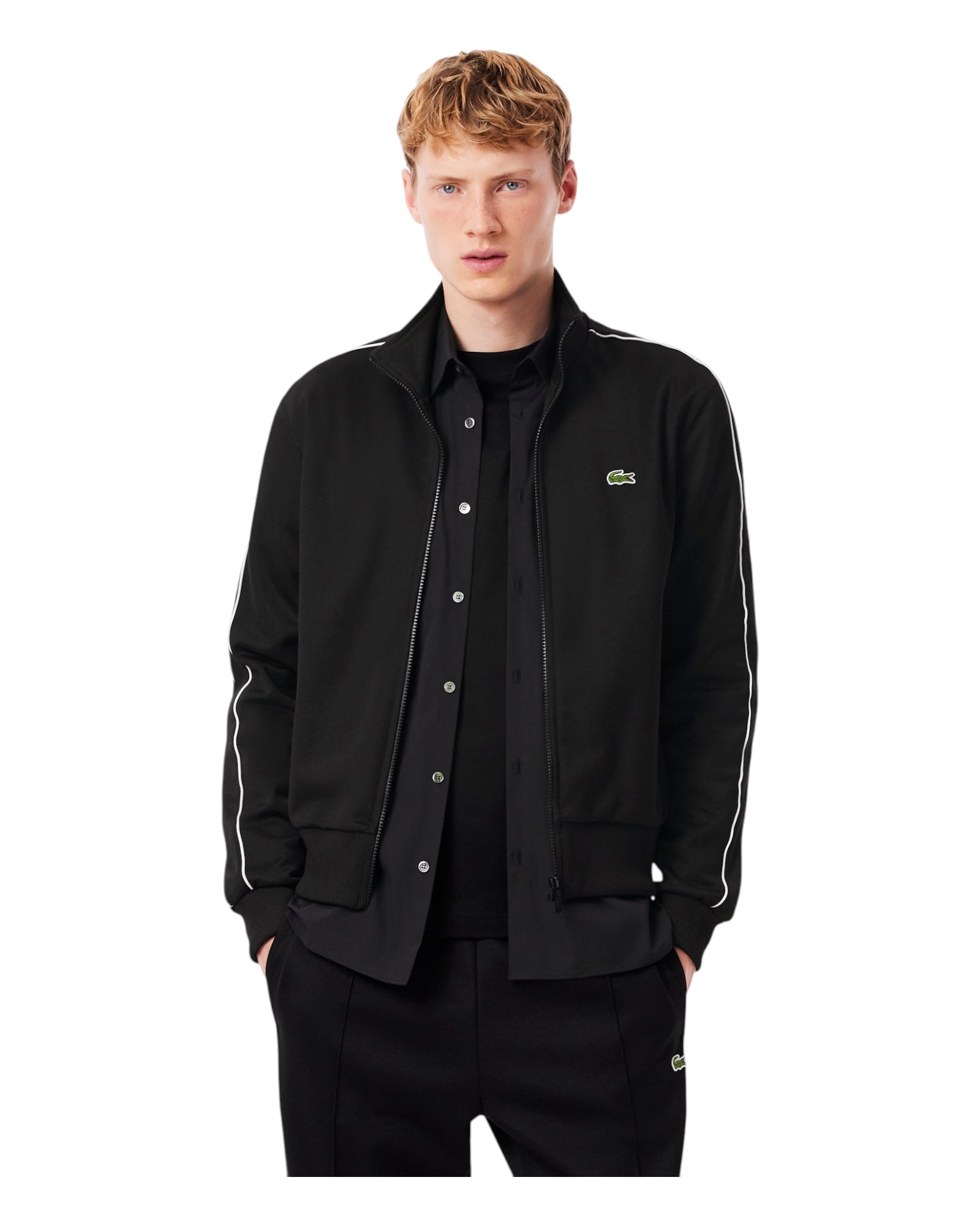Felpa Con Zip In Piqué Paris Nera SH1457-00-031 Lacoste