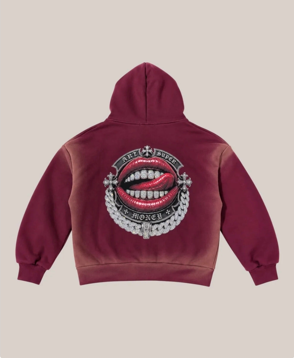 Felpa Uomo Art Super Money T-Bar Zip Hoodie Blood ART. T-BAR ZIP HOODIE COL: BLOOD