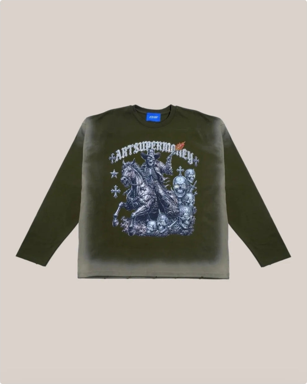 T-Shirt Art Super Money Crosswestern Tee-Longsleeve – Mility – ART. CROSSWESTERN TEE-LONGSLEEVE COL: MILITY