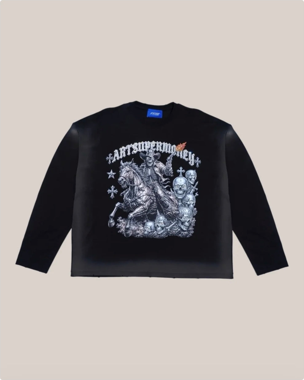 T-Shirt Art Super Money Crosswestern Tee-Longsleeve – Black – ART. CROSSWESTERN TEE-LONGSLEEVE COL: BLACK
