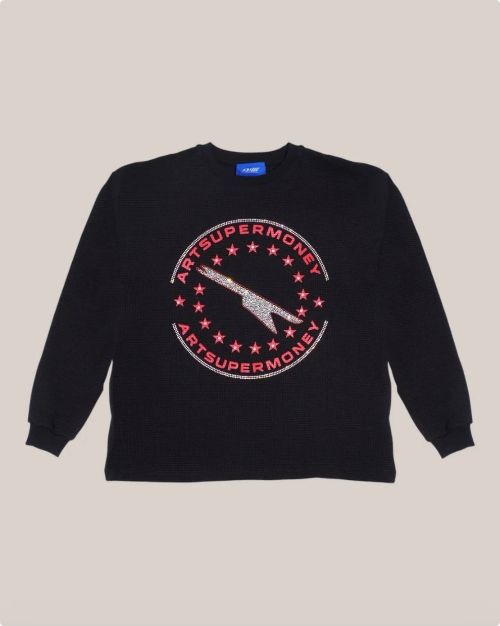 T-Shirt Art Super Money Circle Longsleeve Waffle – Black – ART. CIRCLE LONGSLEEVE WAFFLE COL: BLACK
