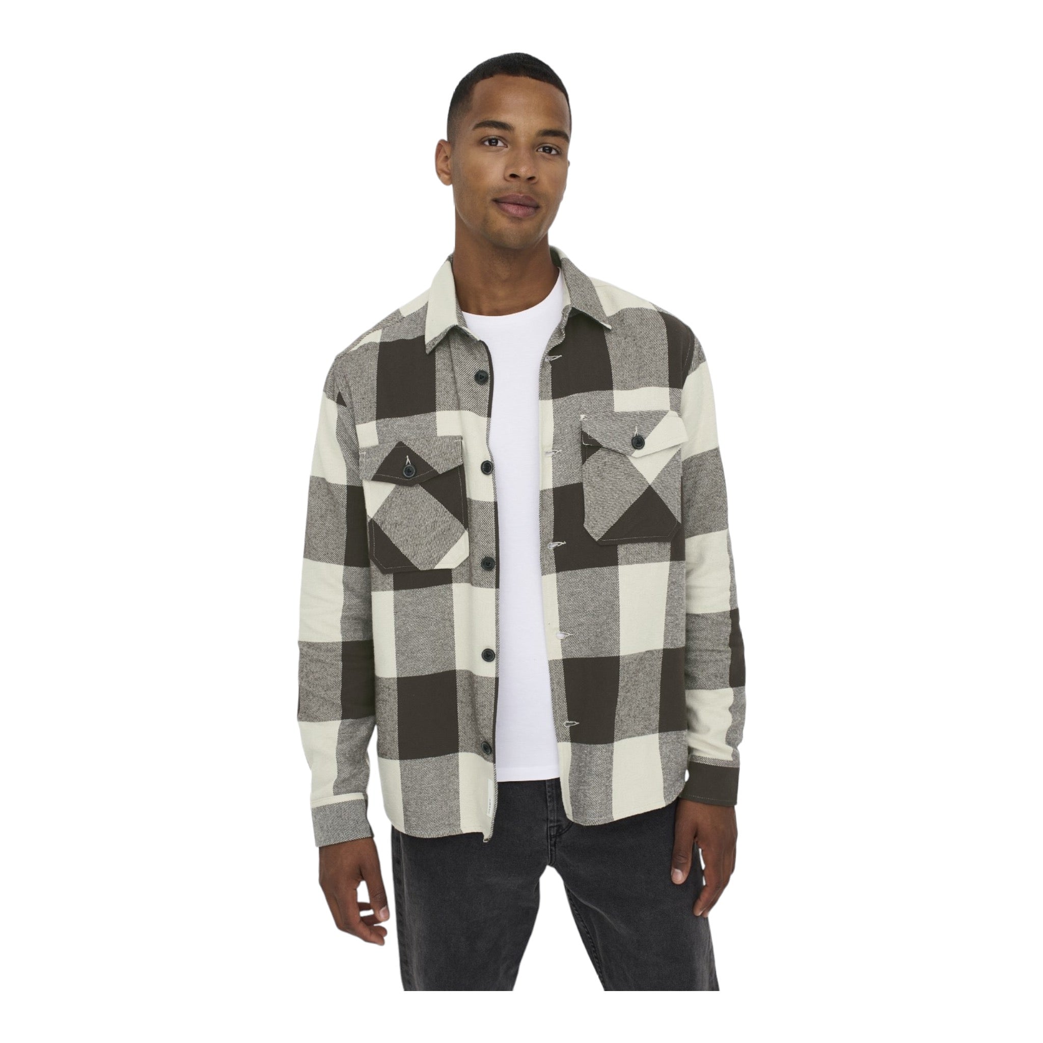 Only &amp; Sons Ons Milo Check Overshirt Long Sleeve Shirt