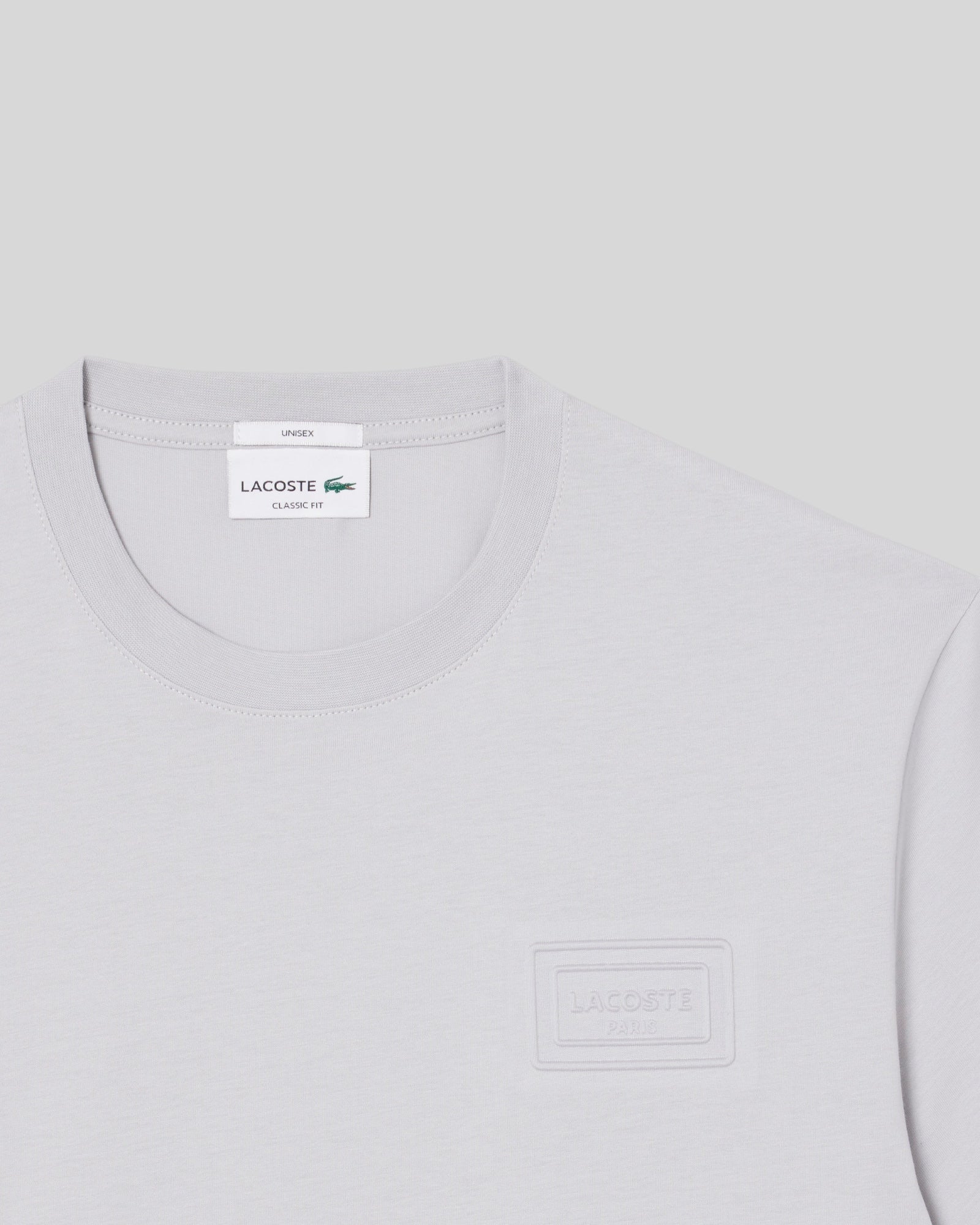 T-Shirt Unisex In Jersey Classic Fit Marchio Goffrato Grigio Chiaro TH0753 00 ACZ Lacoste