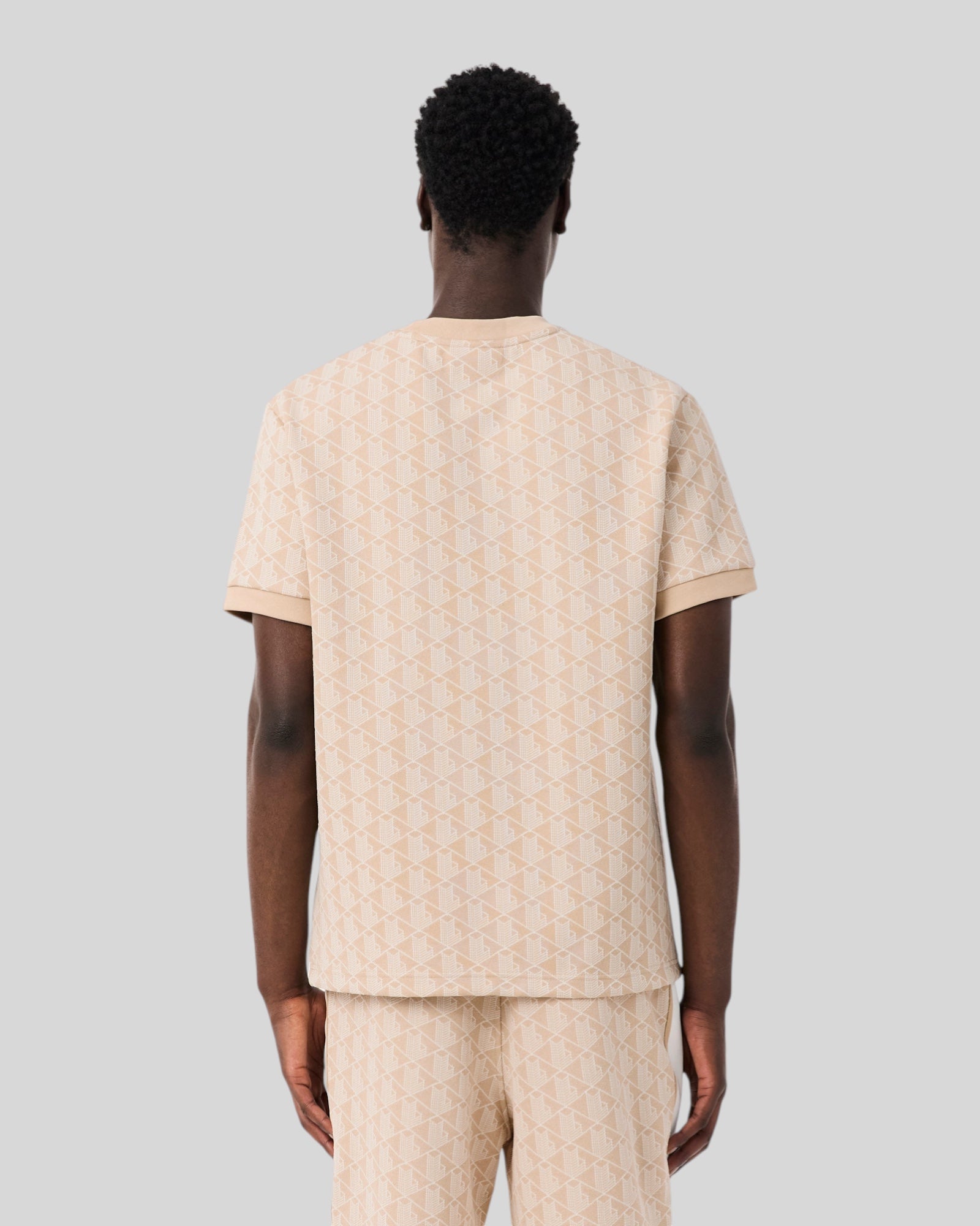 T-Shirt Monogramm In Jacquard Classic Fit Beige e Bianco TH1197 00 8GI Lacoste