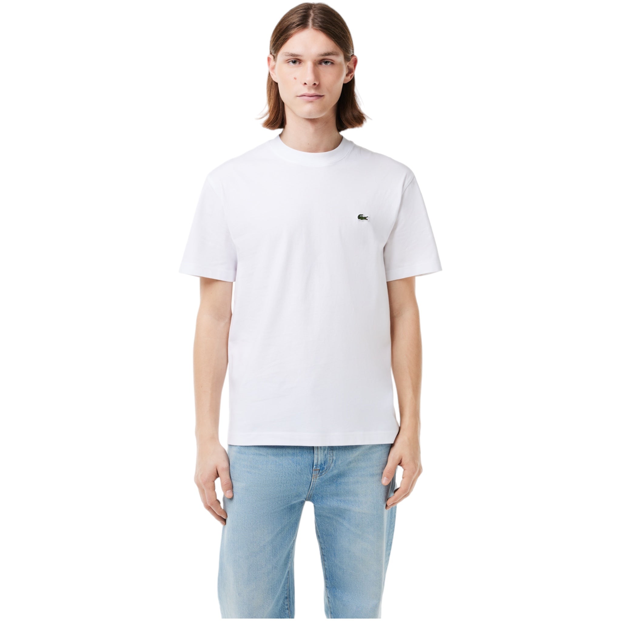 Klassisch geschnittenes T-Shirt aus weißem Jersey TH731800001 Lacoste