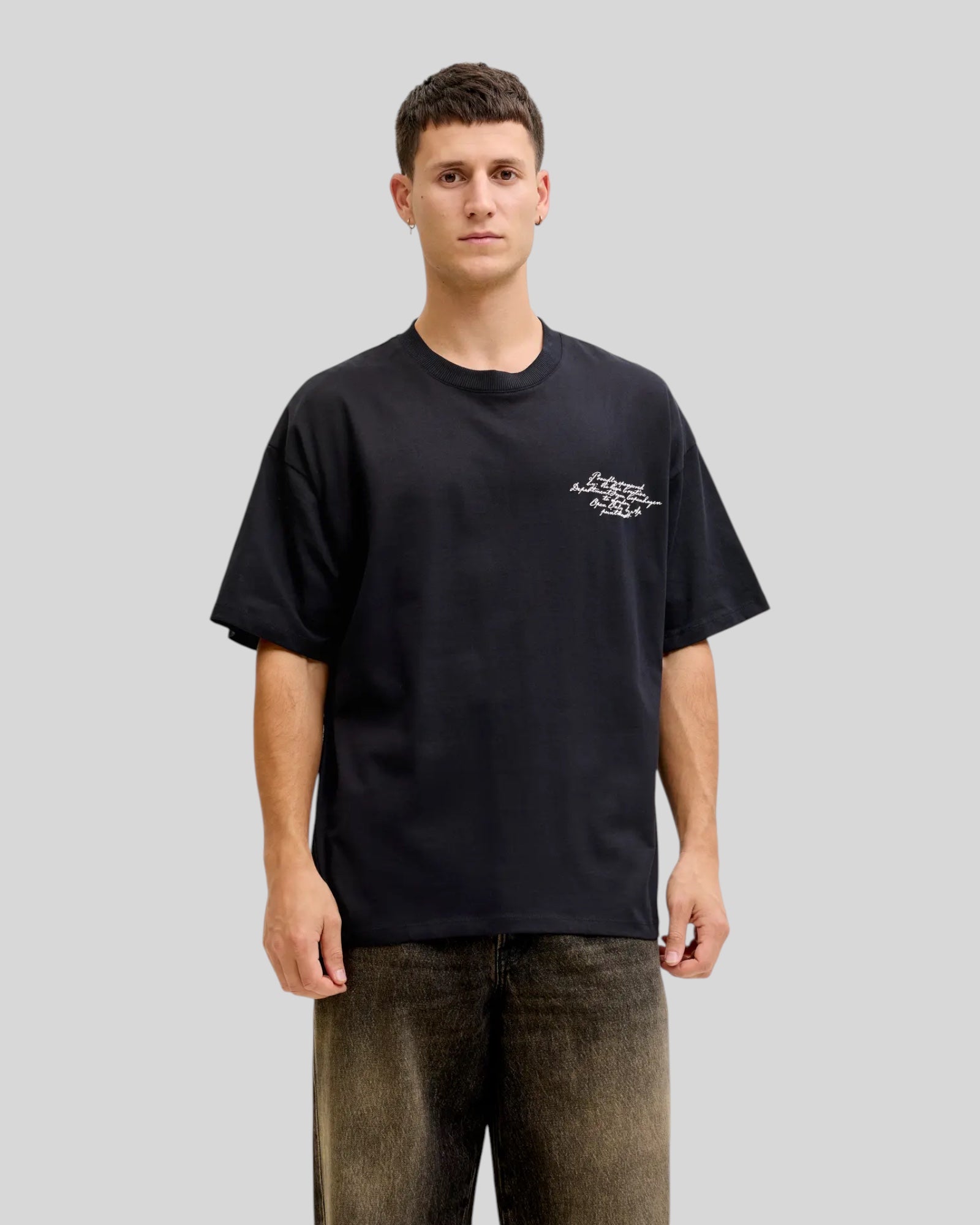 T-Shirt Jcodust Script Back SS Nero 12292982 Jack & Jones