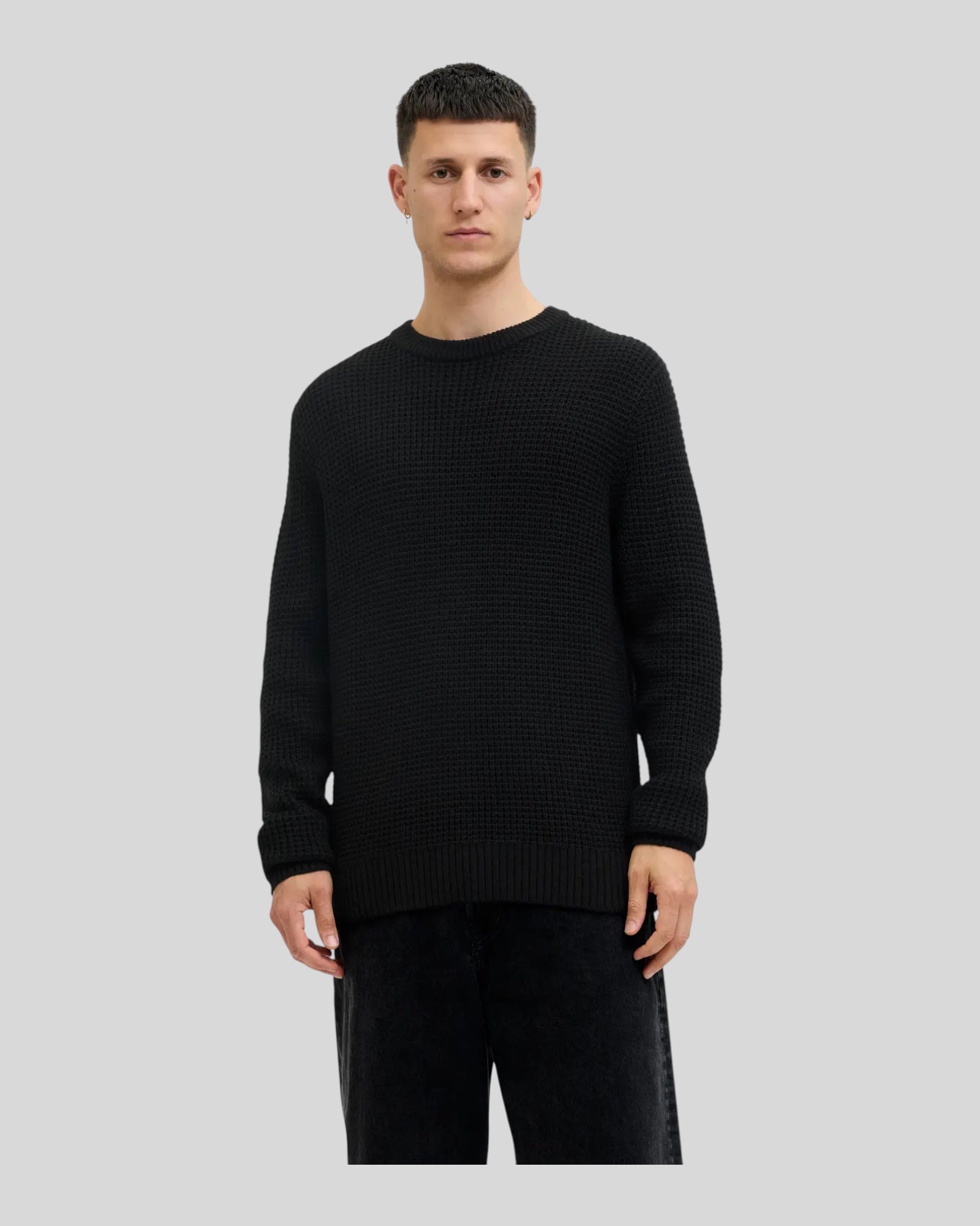 Maglione Girocollo Jjglobal Knit Nero 12287594 Jack & Jones