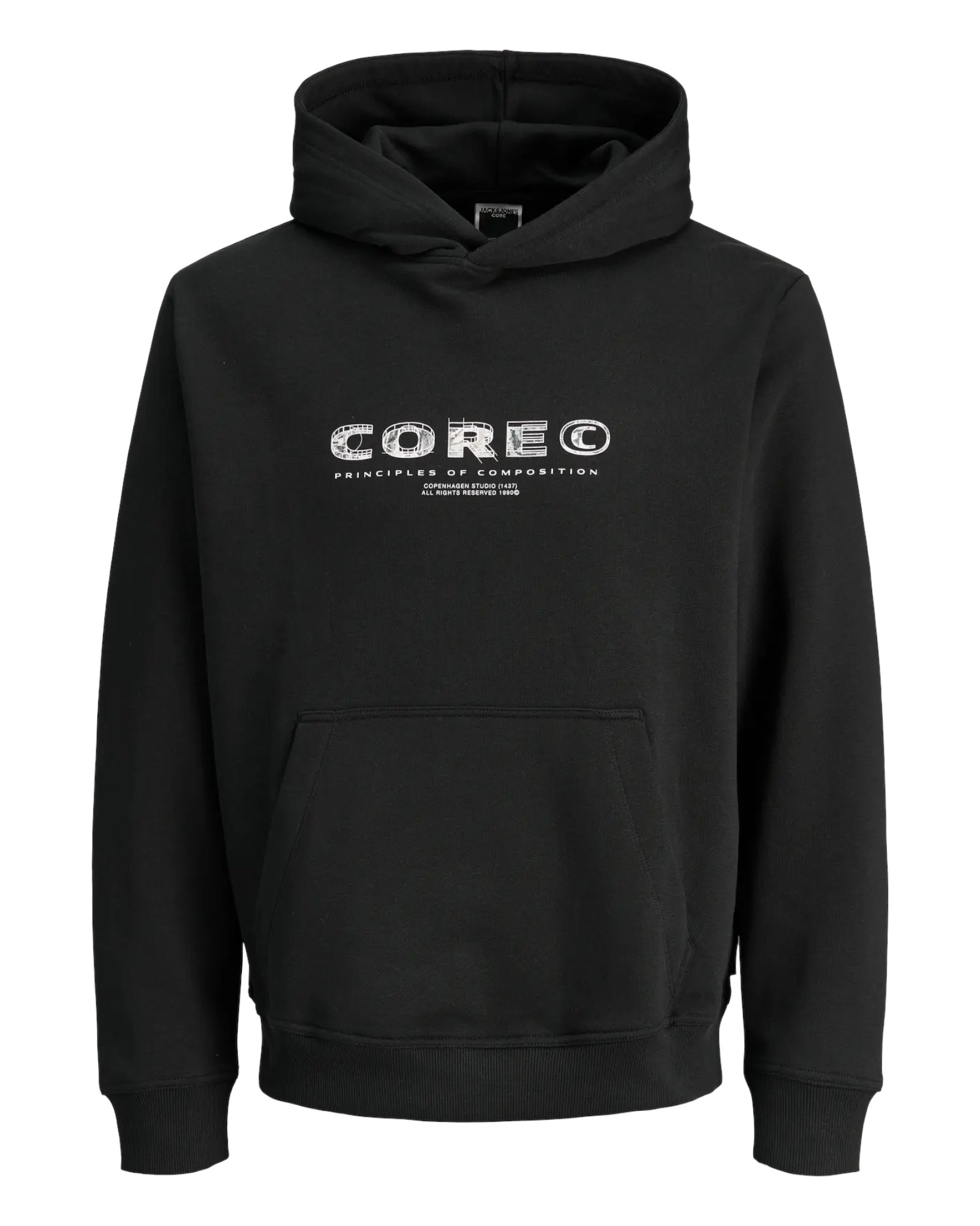 Felpa Con Cappuccio Jcostance Text Print Sweat Hoodie Nero 12282839 Jack & Jones
