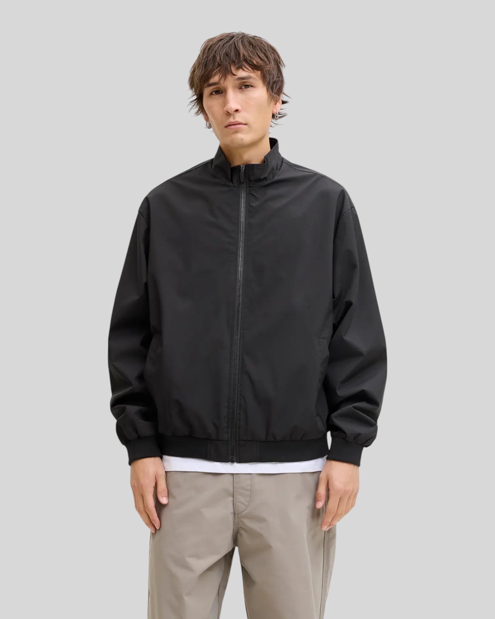 Giubbotto Jjecharger Stand Collar Bomber Essentials Nero 12288895 Jack & Jones