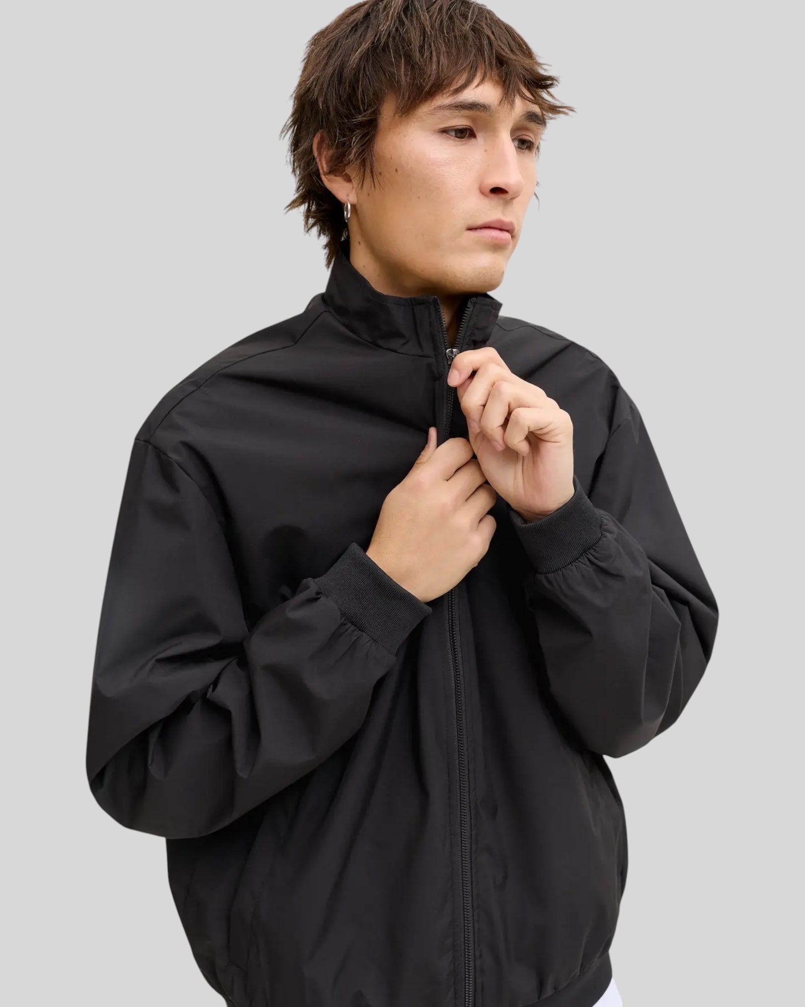 Giubbotto Jjecharger Stand Collar Bomber Essentials Nero 12288895 Jack & Jones