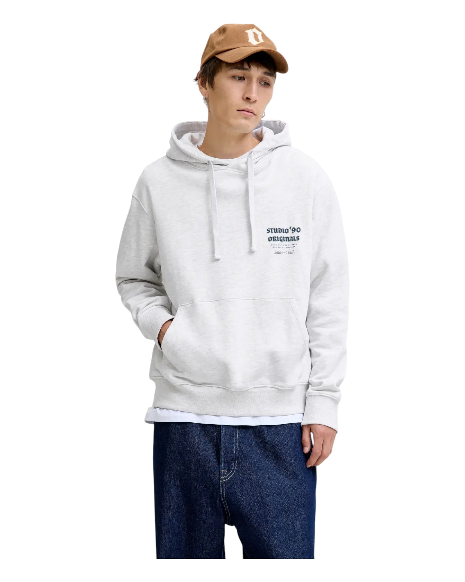 Felpa Con Cappuccio Jormeadows Sweat Hoodie Light Grey 12283868 Jack & Jones