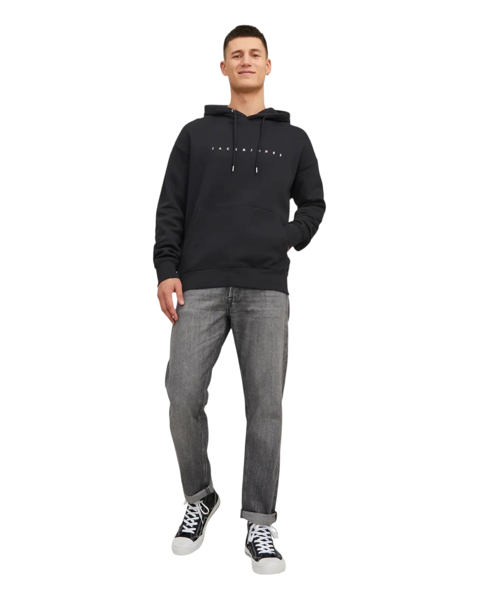 Felpa Con Cappuccio Jjestar Sweat Hoodie Nera 12233972 Jack & Jones