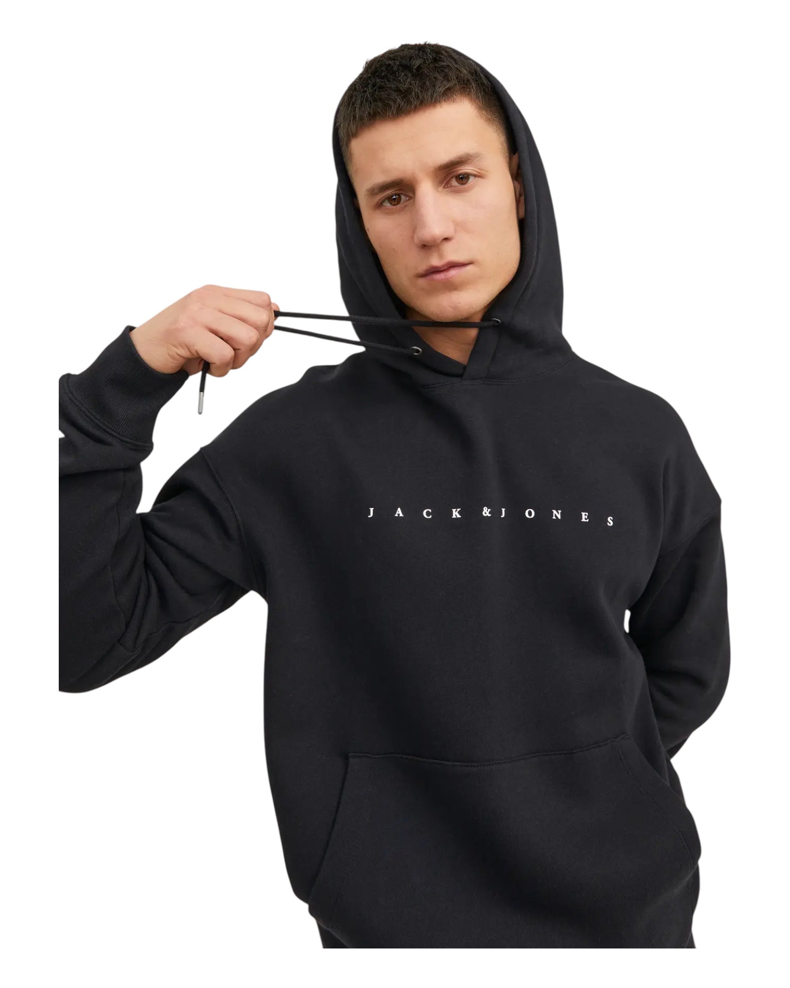Felpa Con Cappuccio Jjestar Sweat Hoodie Nera 12233972 Jack & Jones