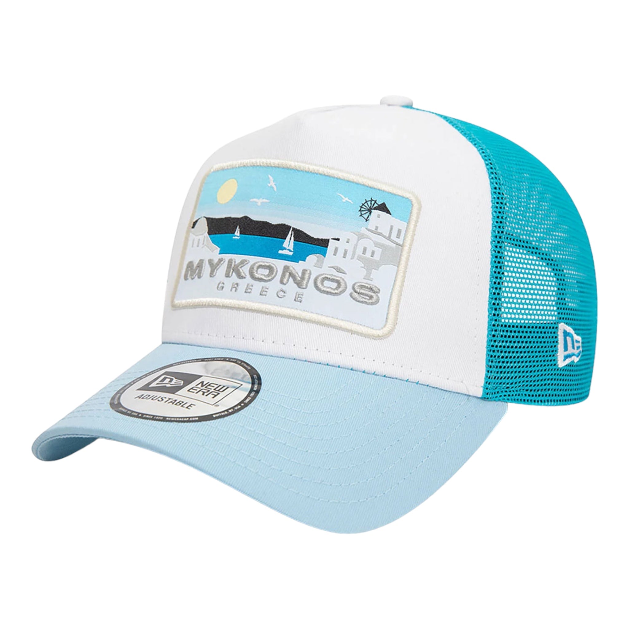 Cappello Adulto Unisex Mykonos Trucker Bianco Celeste 60503543 New Era