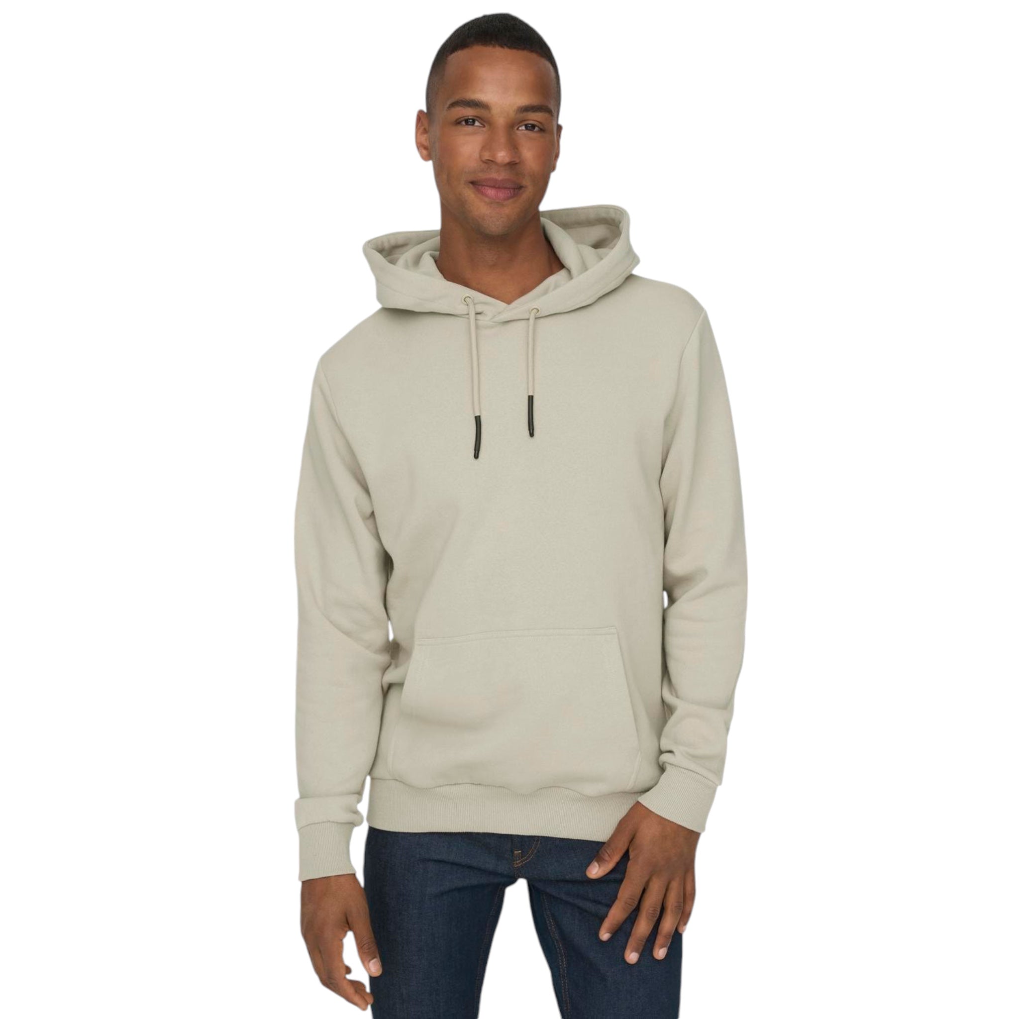 Felpa Con Cappuccio Basic Ons Ceres Hoodie Silver Lining 22018686 Only & Sons