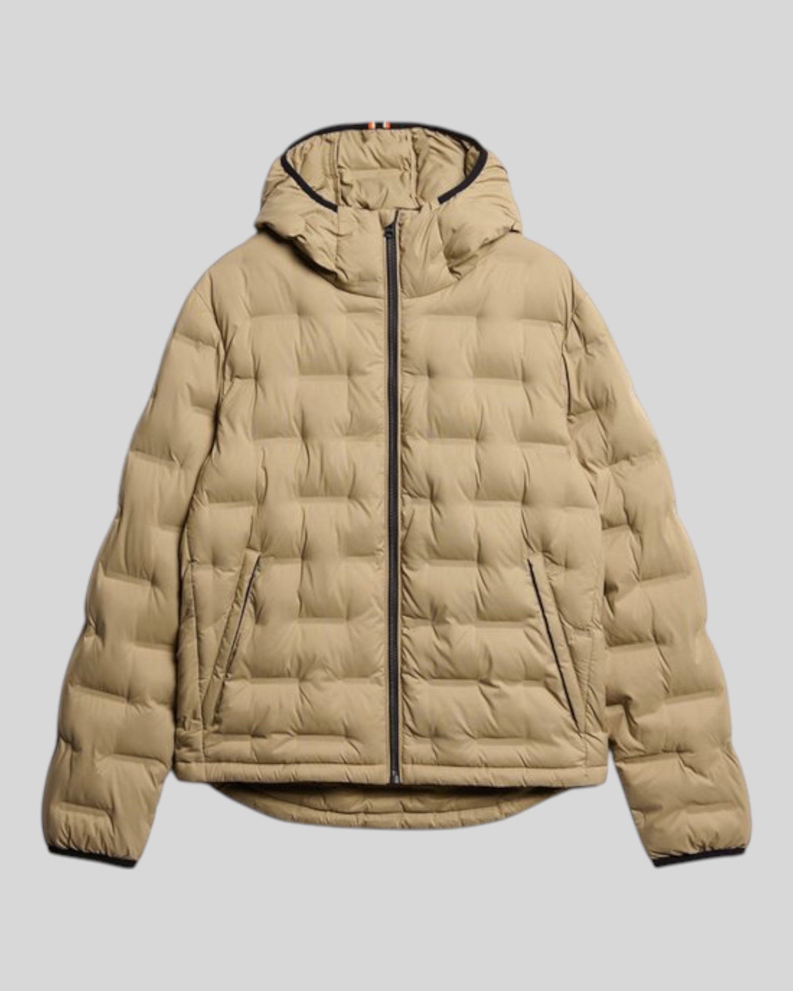 Giubbino Con Cappuccio Hooded Quilted Puffer Coat  Sand Brown M5012045A Superdry