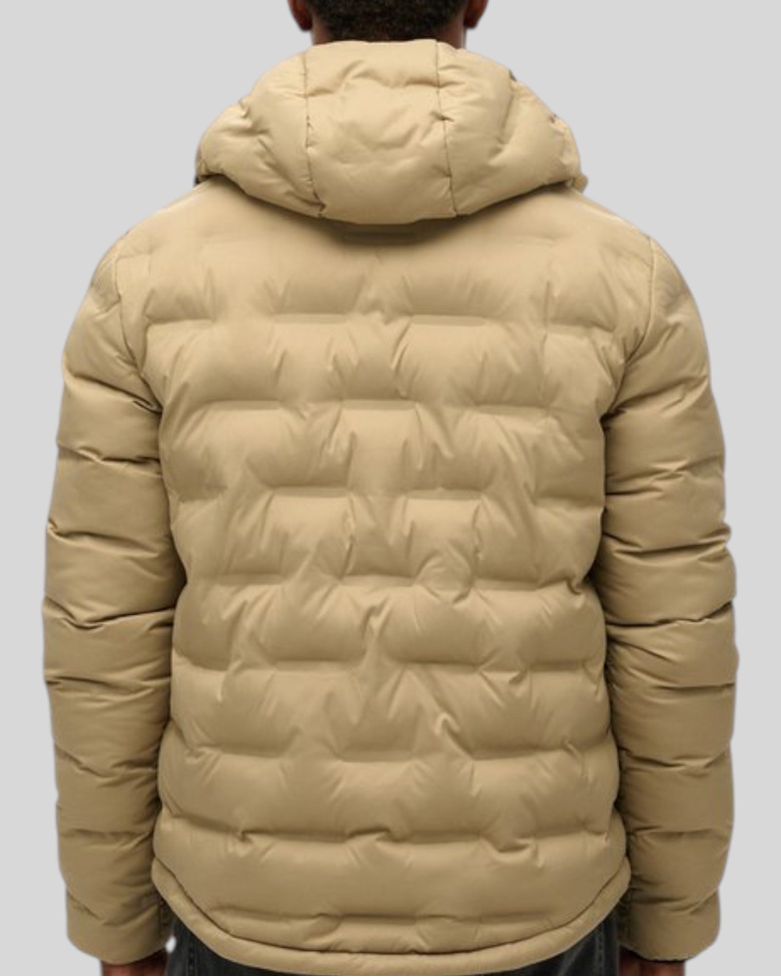 Giubbino Con Cappuccio Hooded Quilted Puffer Coat  Sand Brown M5012045A Superdry