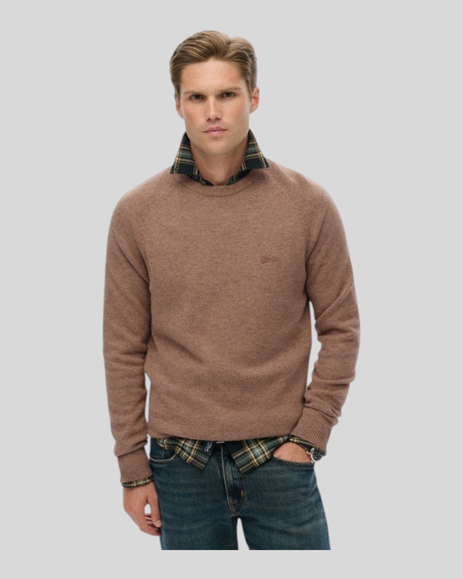 Maglione Girocollo In Misto Lana Macadamia Brown M6110689A H8P Superdry