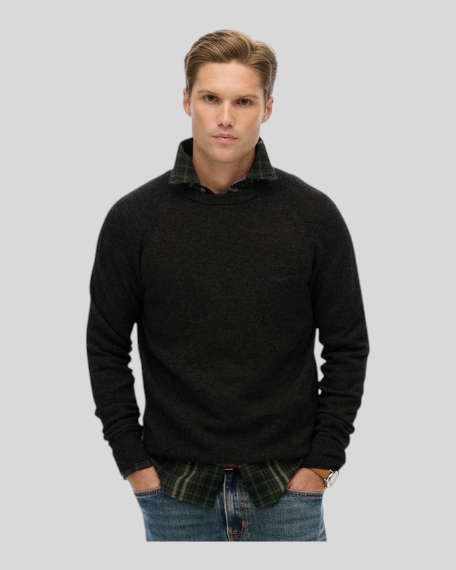Maglione Girocollo In Misto Lana Midnight Charcoal Marl M6110689A H8T Superdry