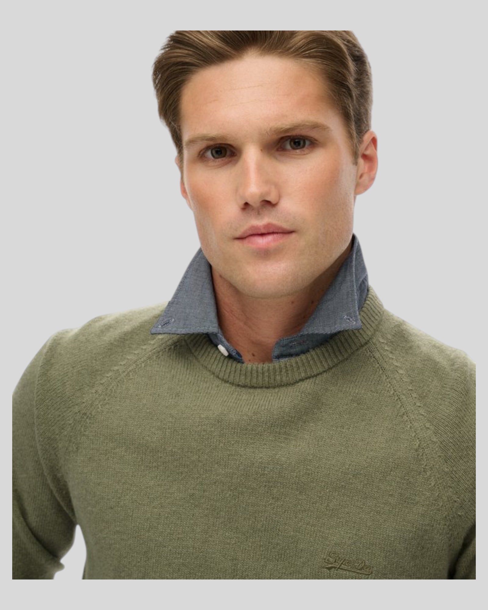 Maglione Girocollo In Misto Lana Light Sage M6110689A QX7 Superdry
