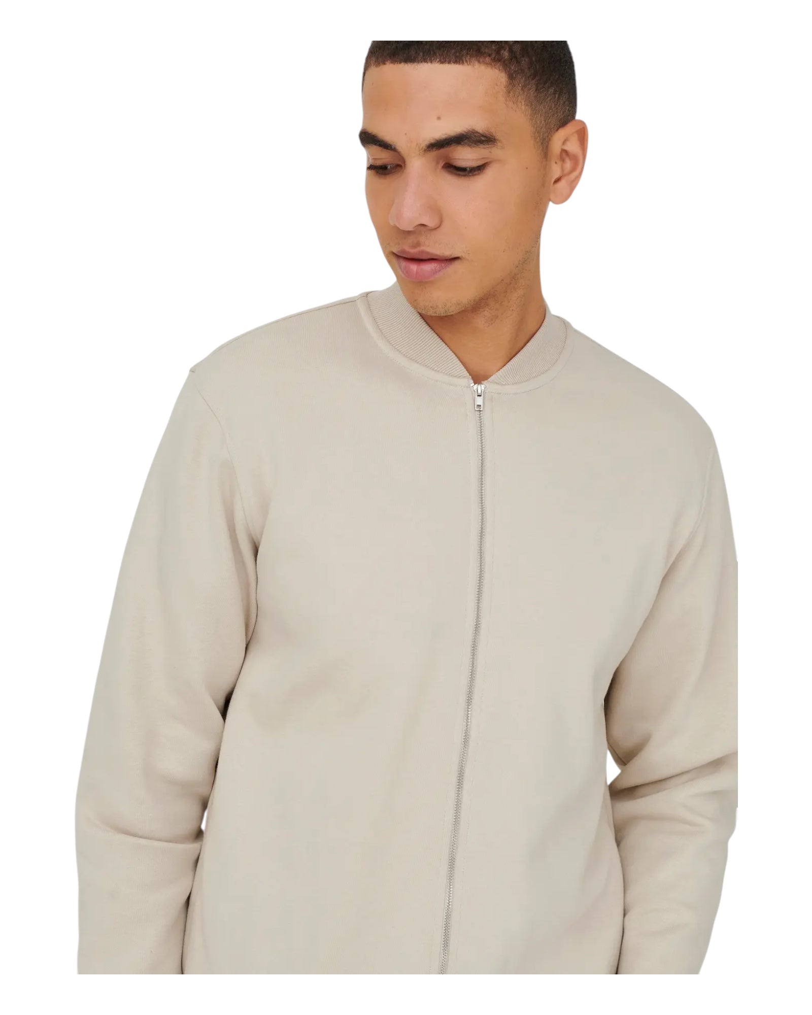 Felpa Girocollo Con Zip Basic Onsceres Silver Lining 22034247 Only & Sons