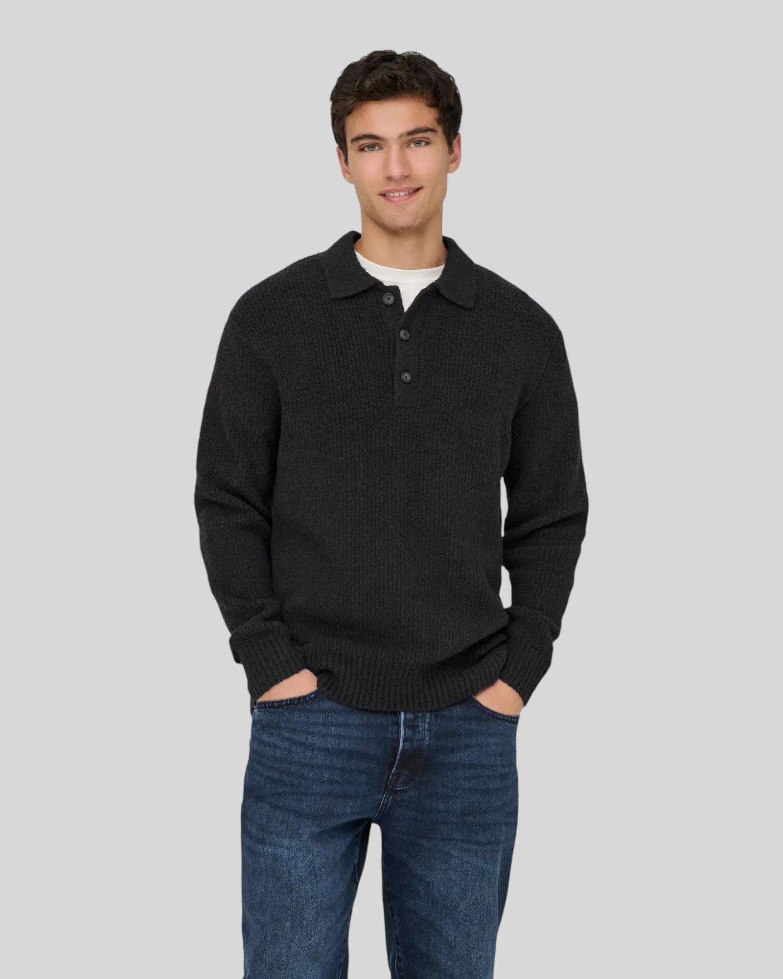 Polo In Maglia Onsdale Relaxed Nero 22033324 Only & Sons