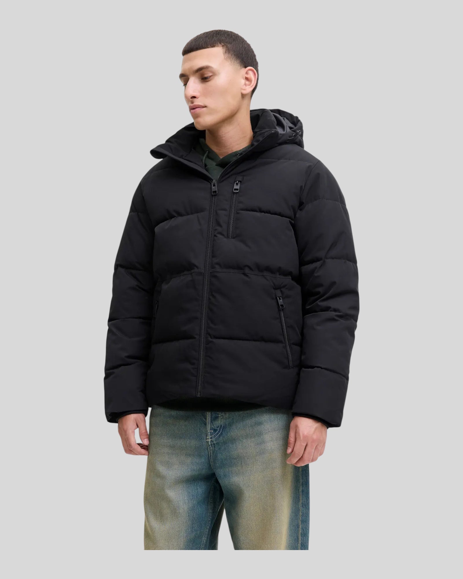 Giubbotto Con Cappuccio Jjeowen Puffer Jacket Nero 12278792 Jack & Jones